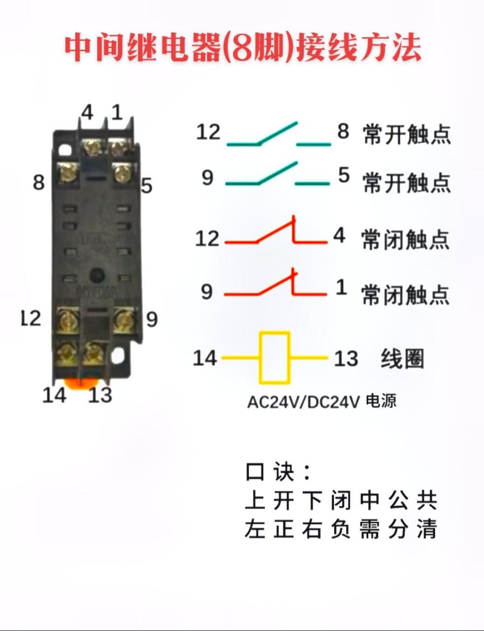 8脚继电器接线图解图片