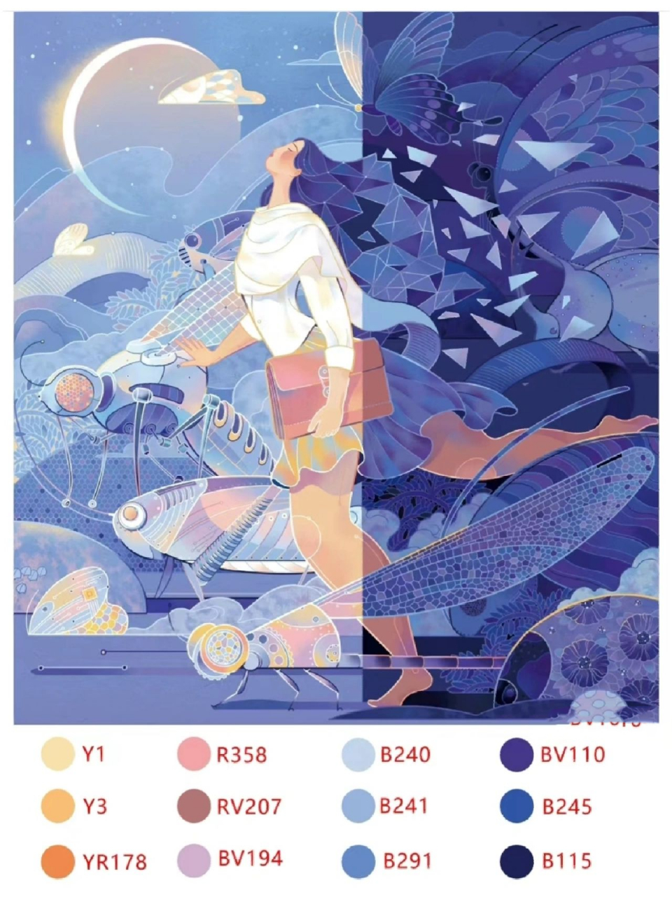 【设计基础】考研手绘配色素材分享 来源:插画师宋晨 主题:科技