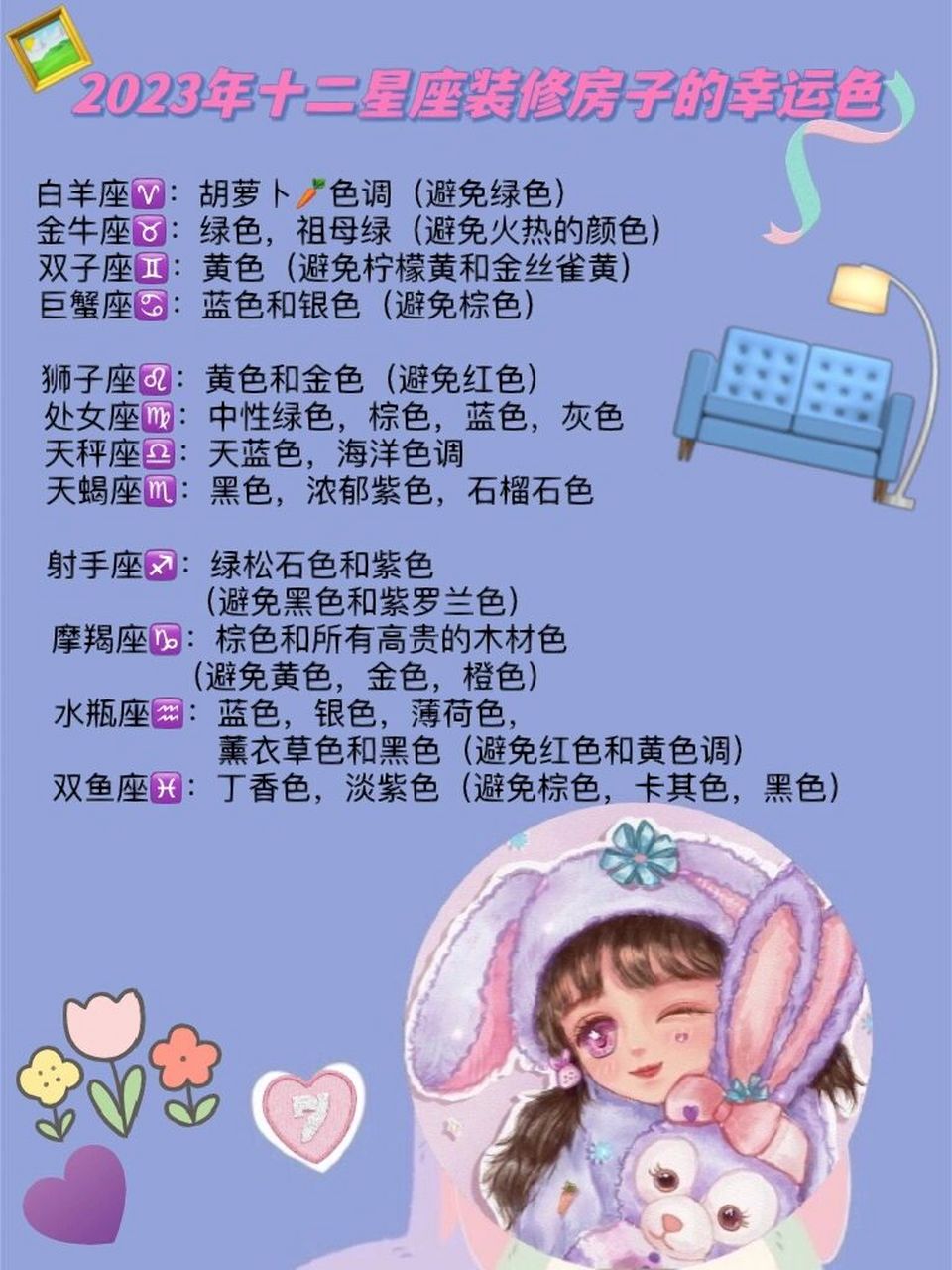 请参考一下自己对应星座的幸运色好吧!