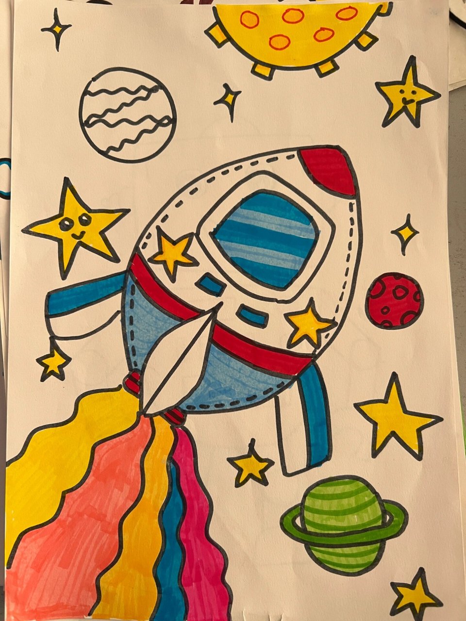 一年级美术简笔画范画 会飞的火箭