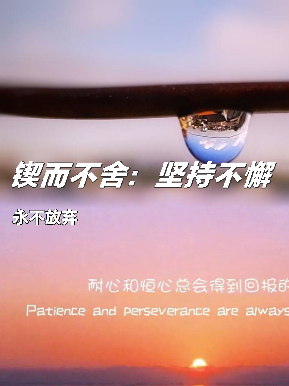 舍:坚持不懈,永不放弃  锲而不舍,是一种坚持不懈,永不放弃的精神态度