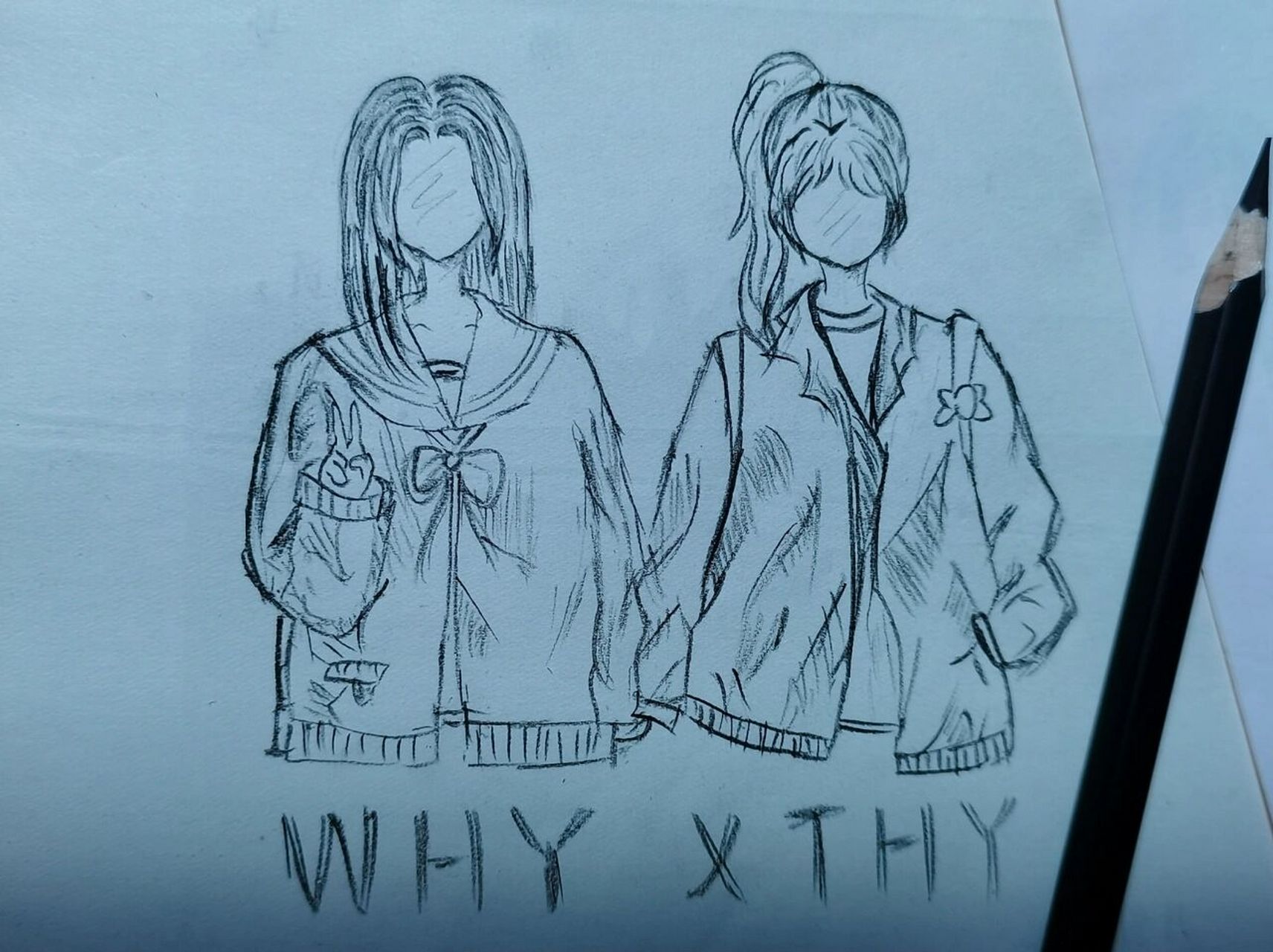 手绘闺蜜简笔画  浅画一下叭