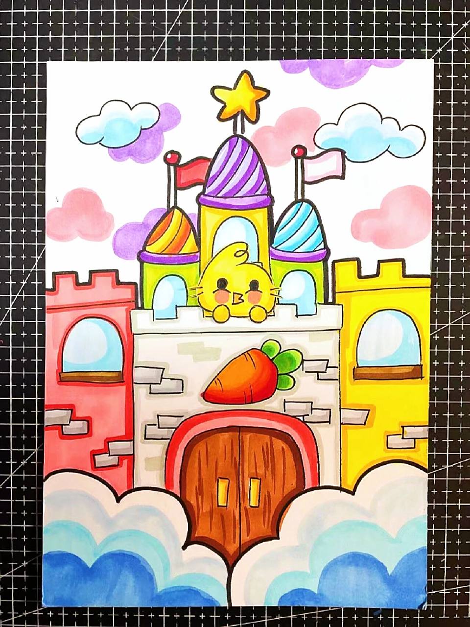 马克笔儿童画-《创意城堡》附线稿