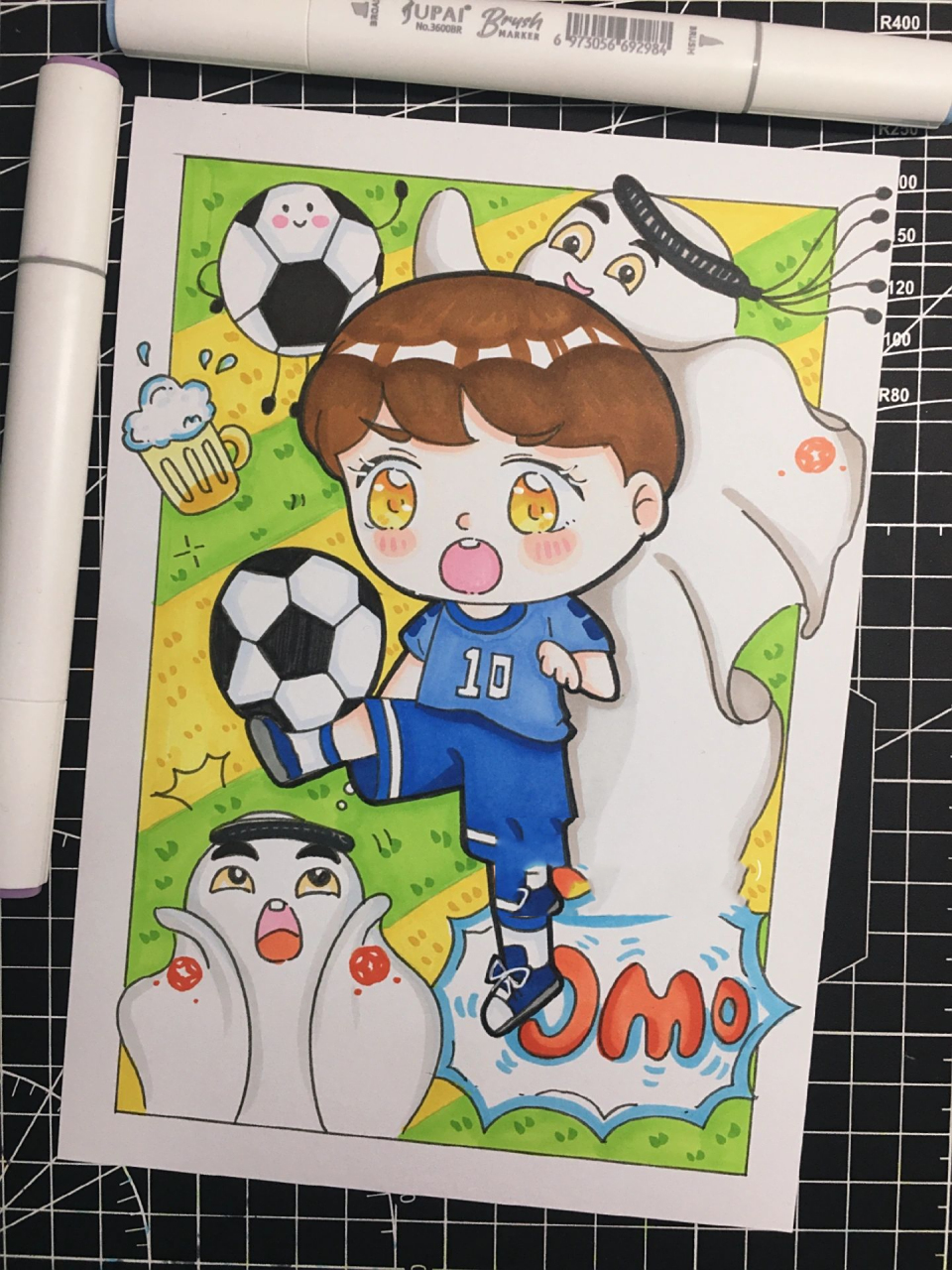 世界杯儿童画(附步骤)关于足球儿童画    世界杯绘画 临摹标明出处