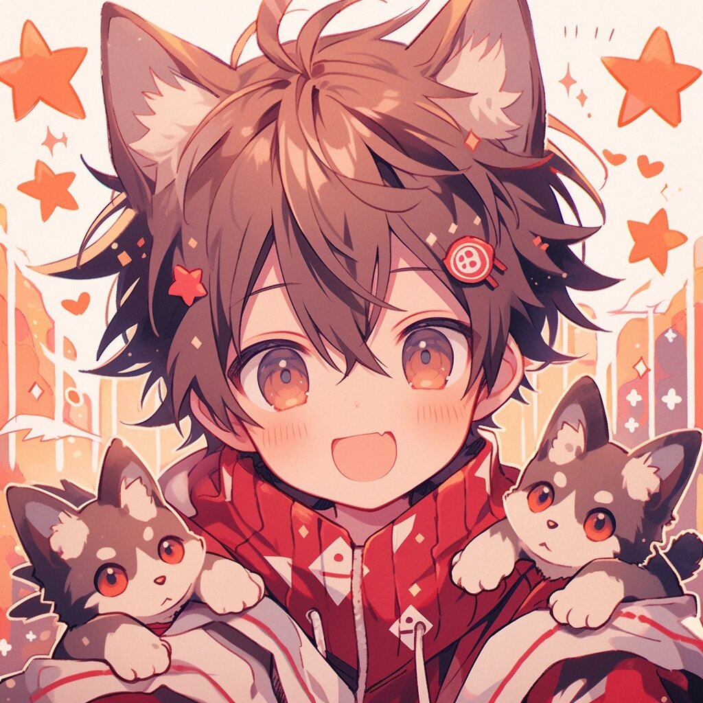 动漫男生头像|红色系|可爱猫猫男孩