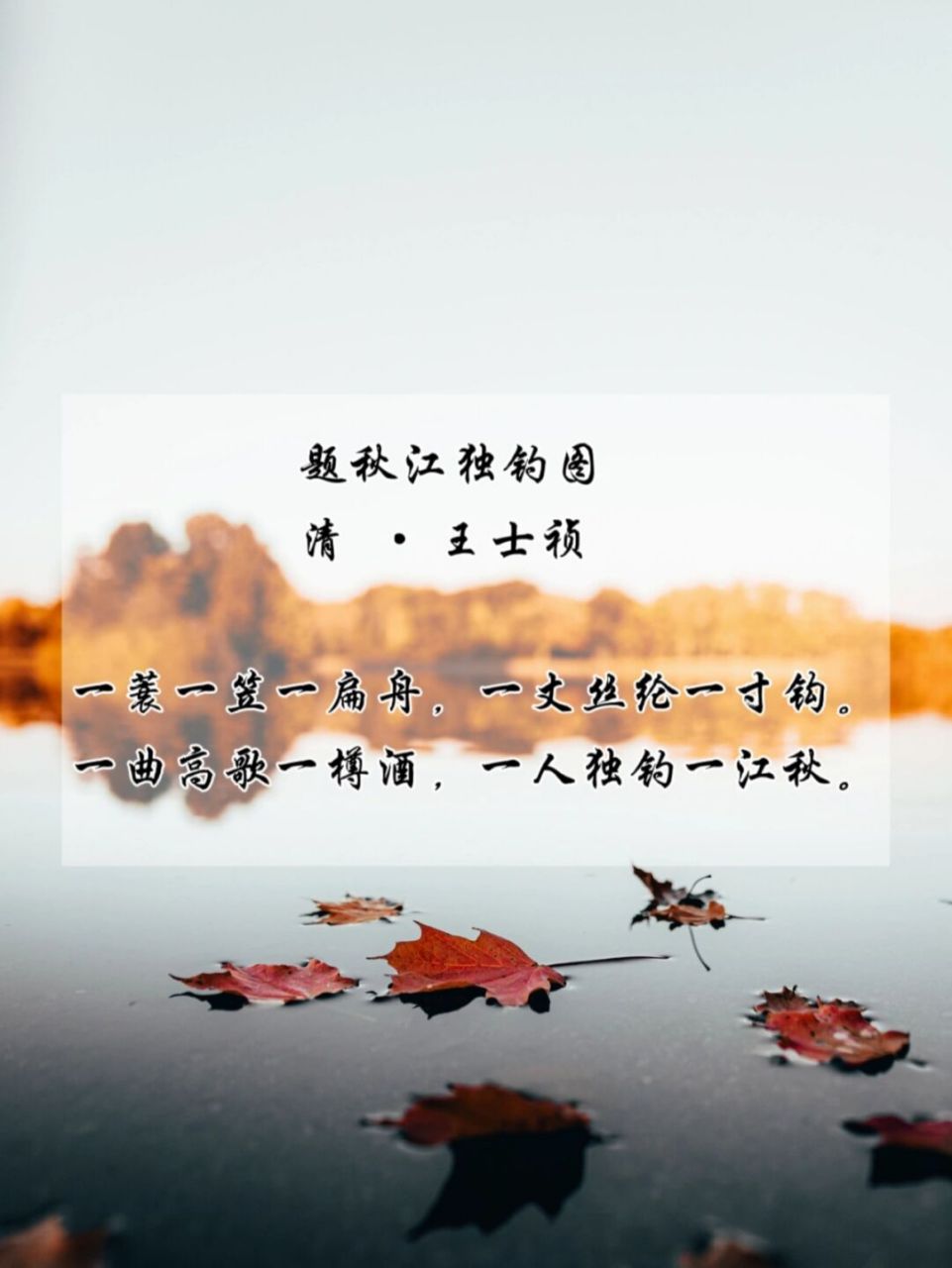 每日一首古诗词|题秋江独钓图 题秋江独钓图 清 ·02王士祯 一蓑一