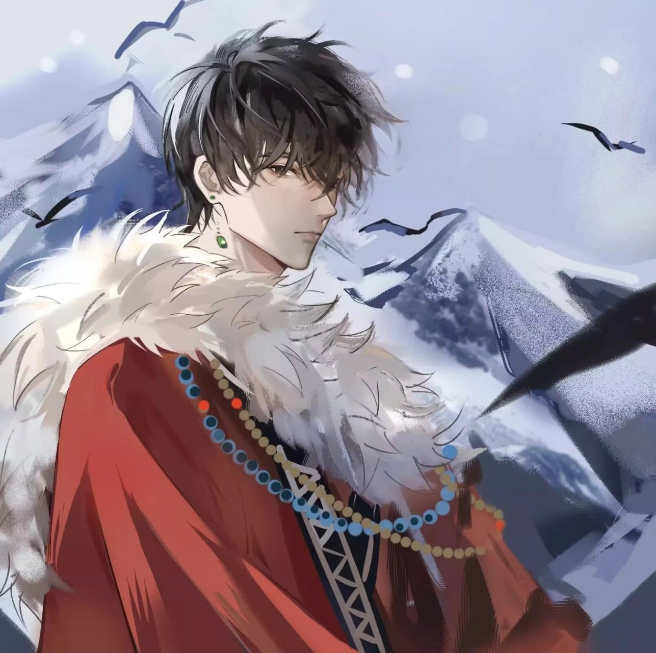 张起灵和雪山真的毫无违和感 真的很喜欢雪山起灵,穿着藏袍,好似神明