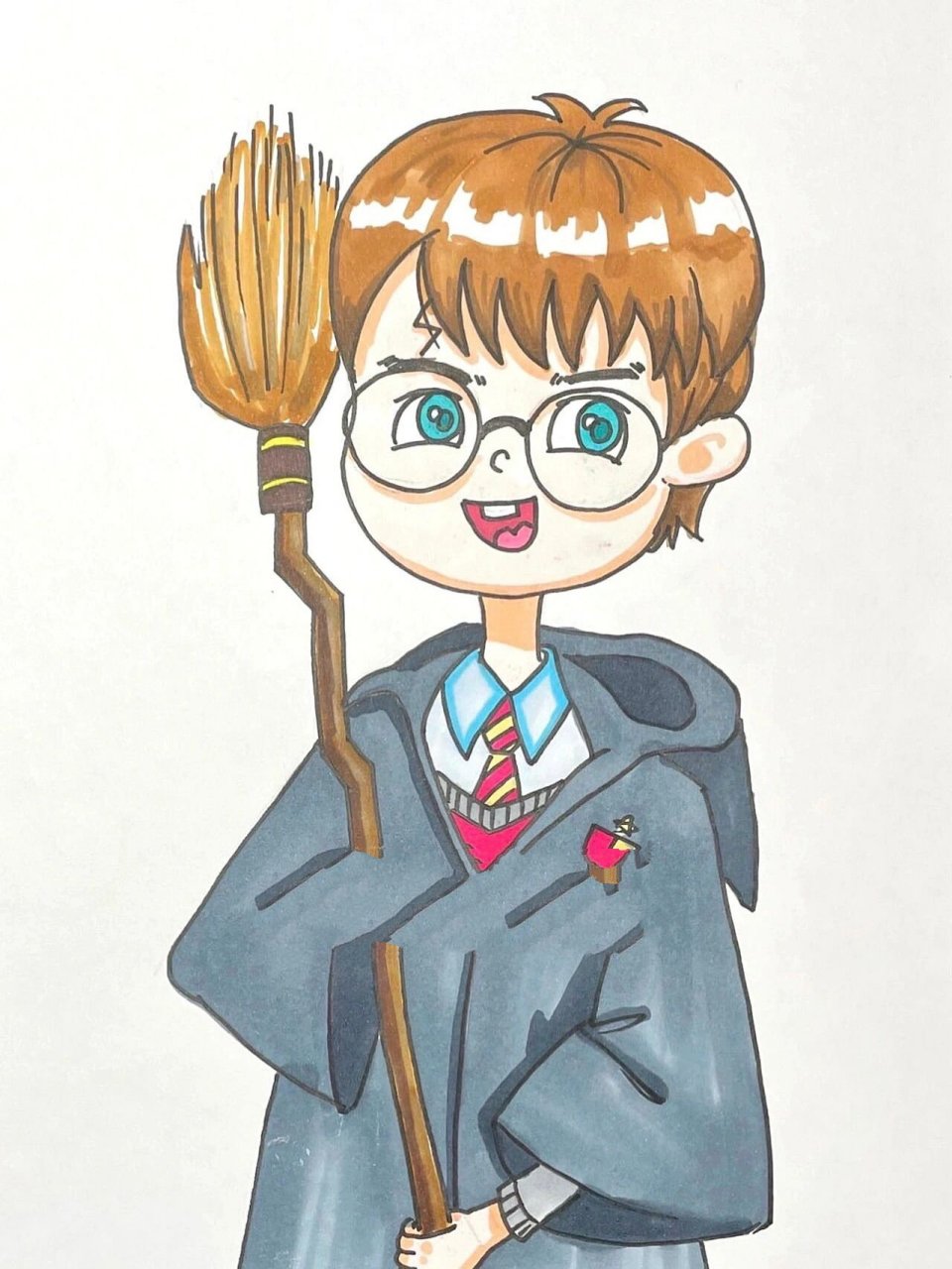 马克笔绘画哈利波特 上个月一个学生疯狂沉迷于哈利波特 就带他画了