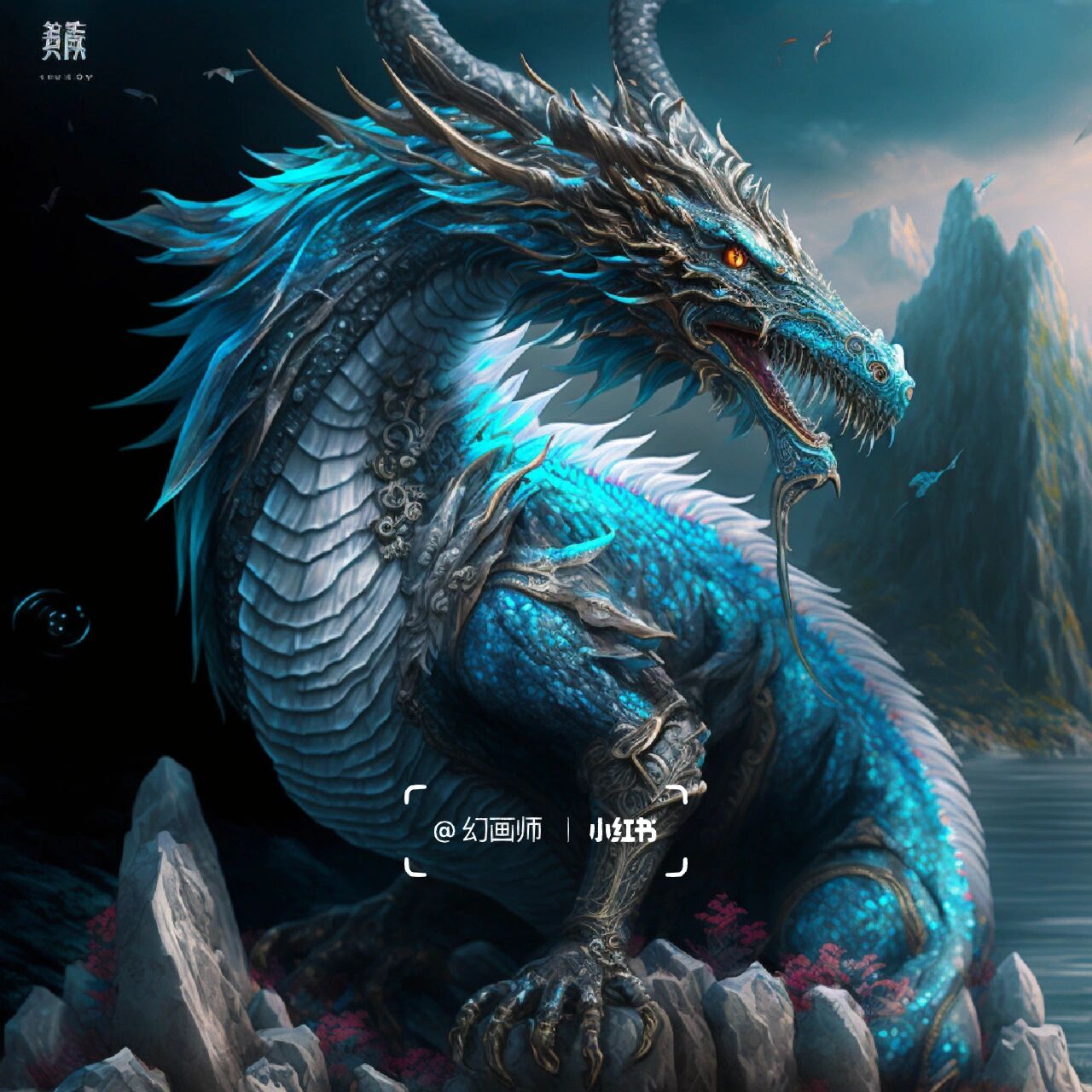 山海经上古神兽-蛟龙 原创壁纸  原创头像  神兽 山海经异兽 山海经