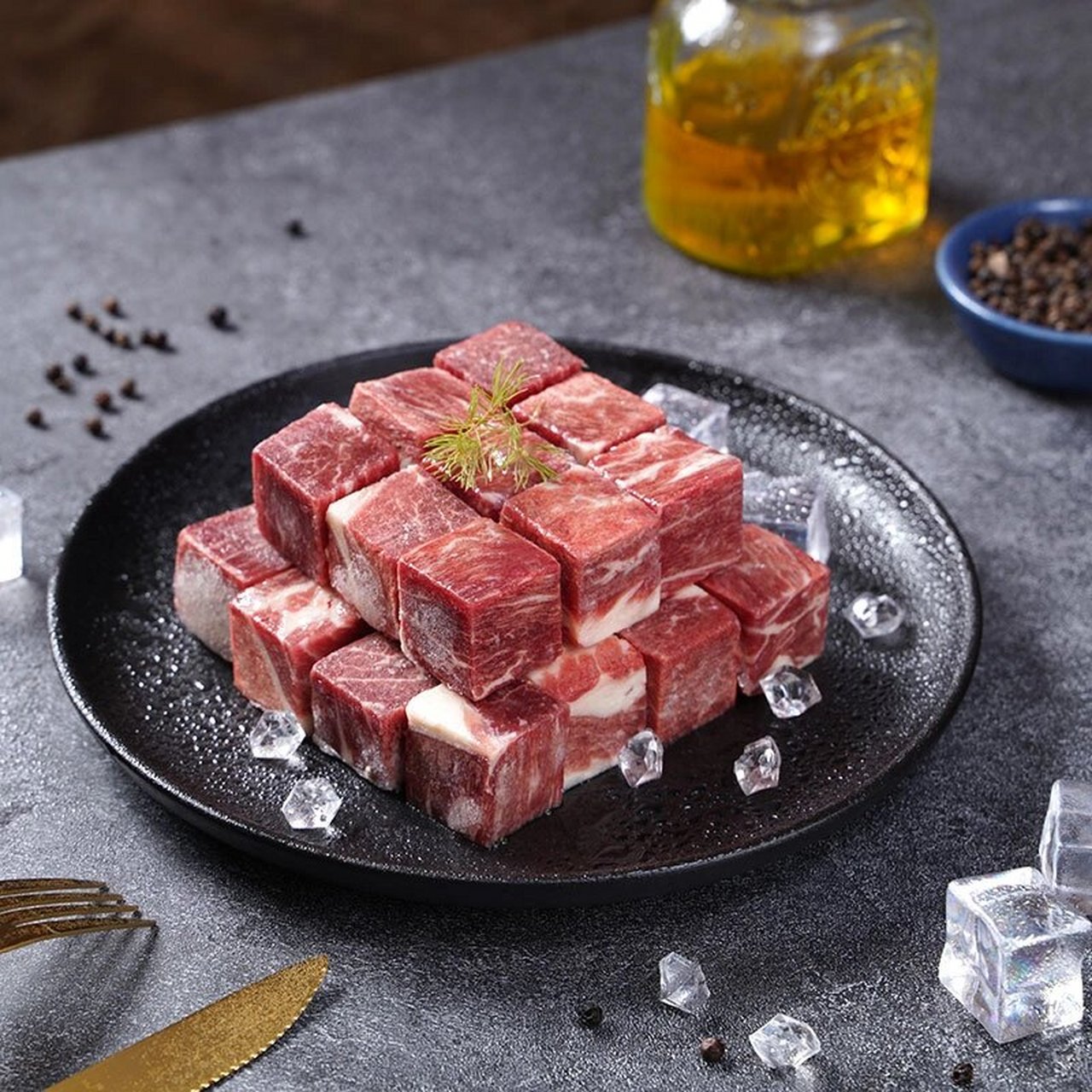 好吃方便菜 预制菜超级好吃的雪花牛肉粒 99雪花7615牛仔粒绝了