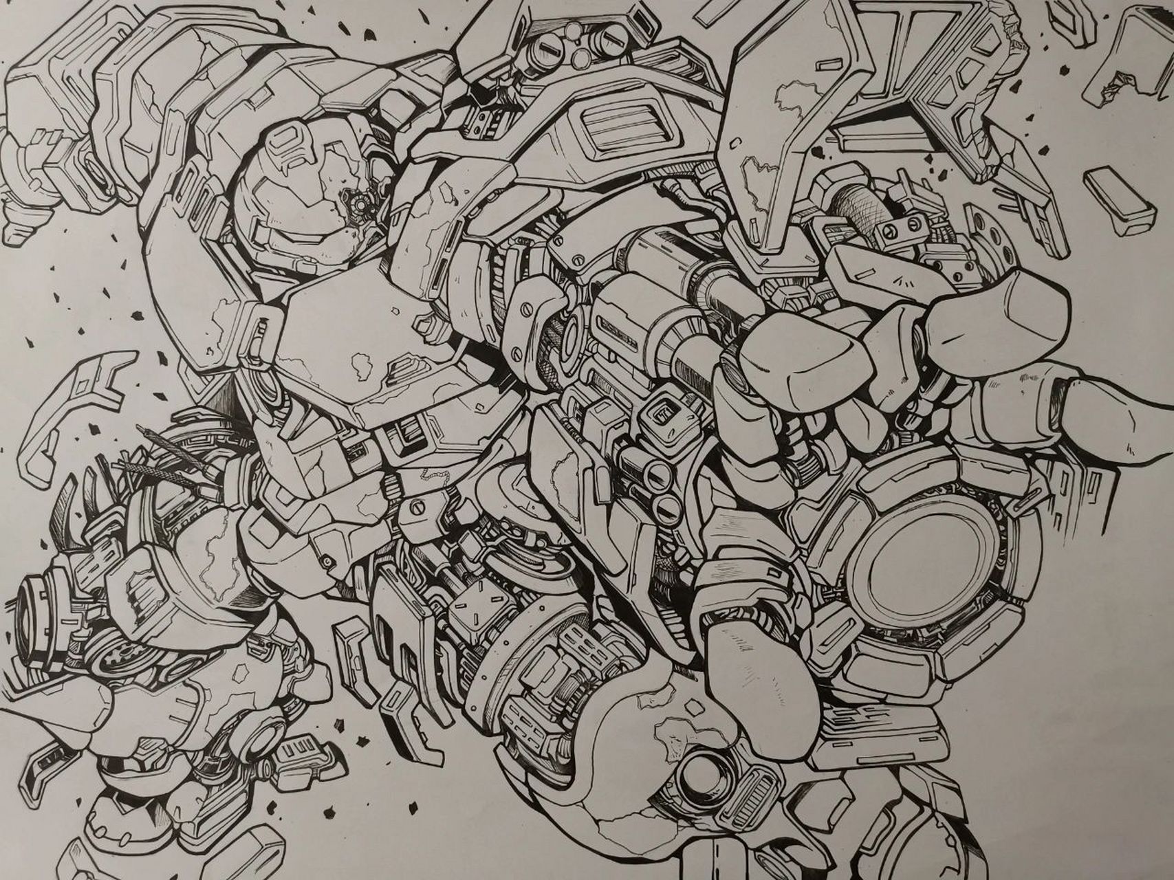 反浩克装甲绘画过程图,临摹自津岛直人 这张得画了半个来月