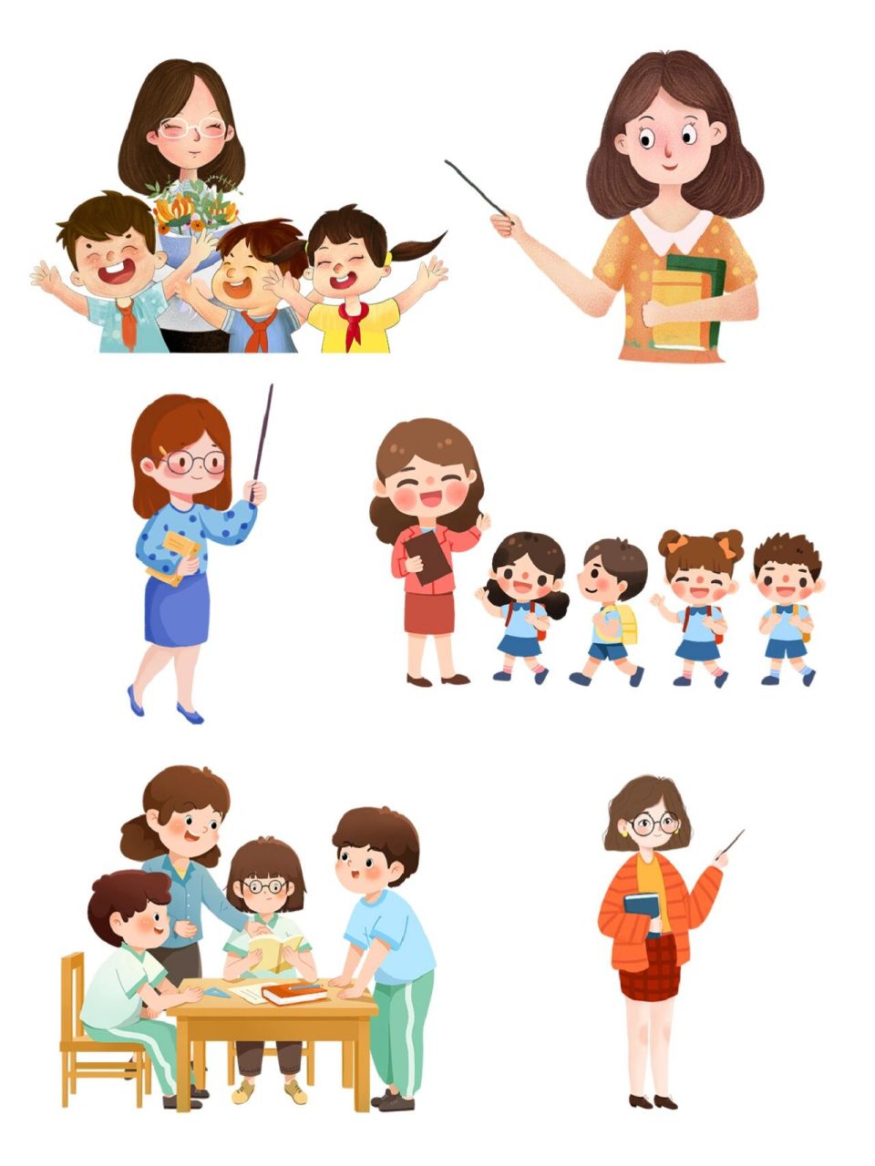 🌈免抠素材 | 卡通教师人物元素 🎉素材分享 -------------------