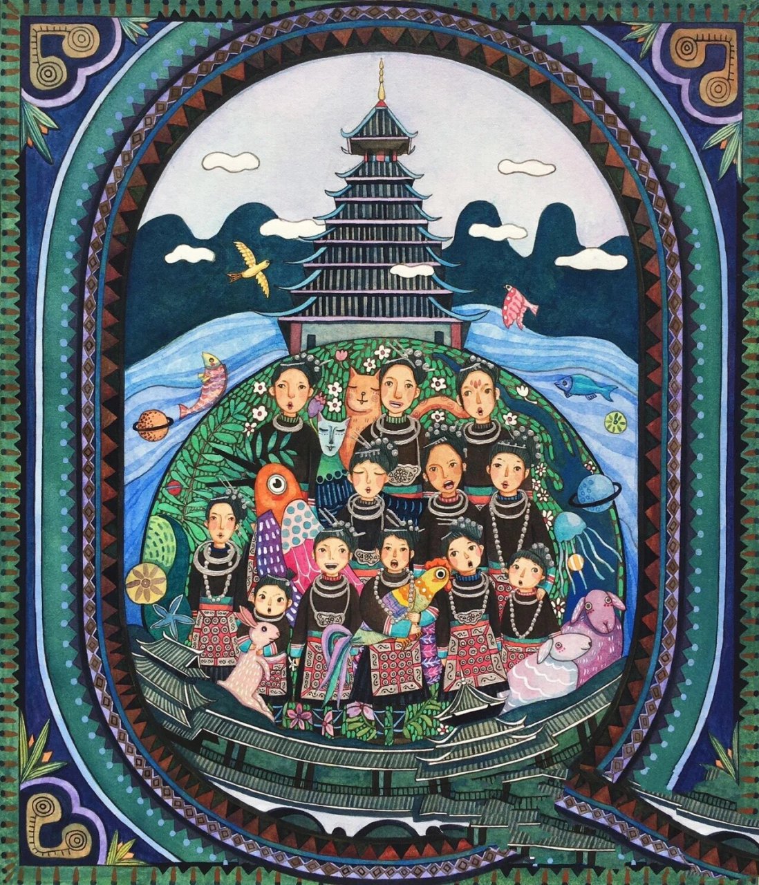 非遗贵州苗族插画