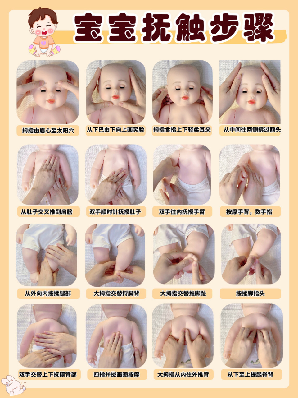 超全新生儿抚触手法图解7215宝宝抚触注意事项 9299宝宝抚触