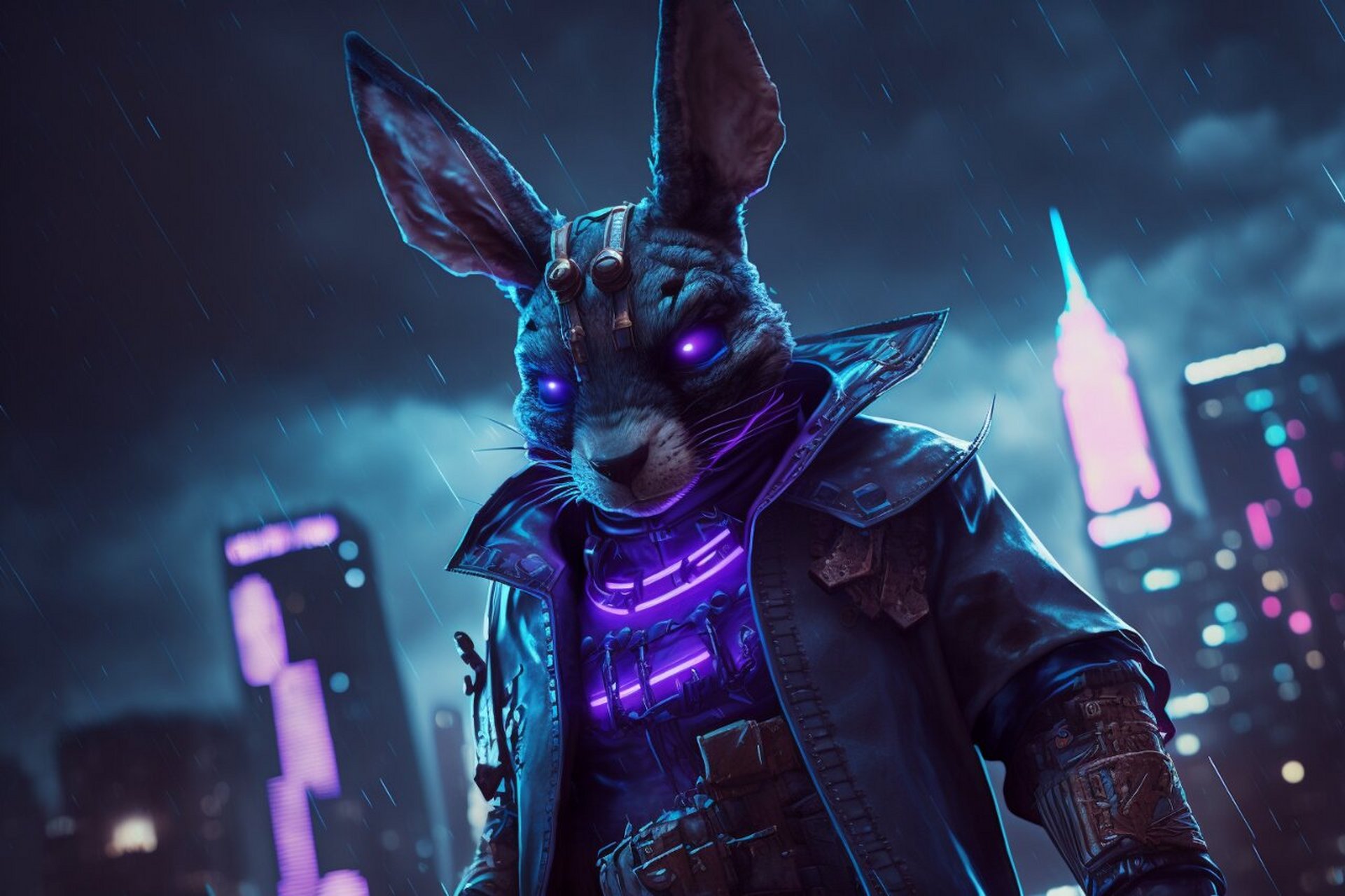 战斗机甲兔,赛博朋克风格 #赛博朋克#0202#兔子