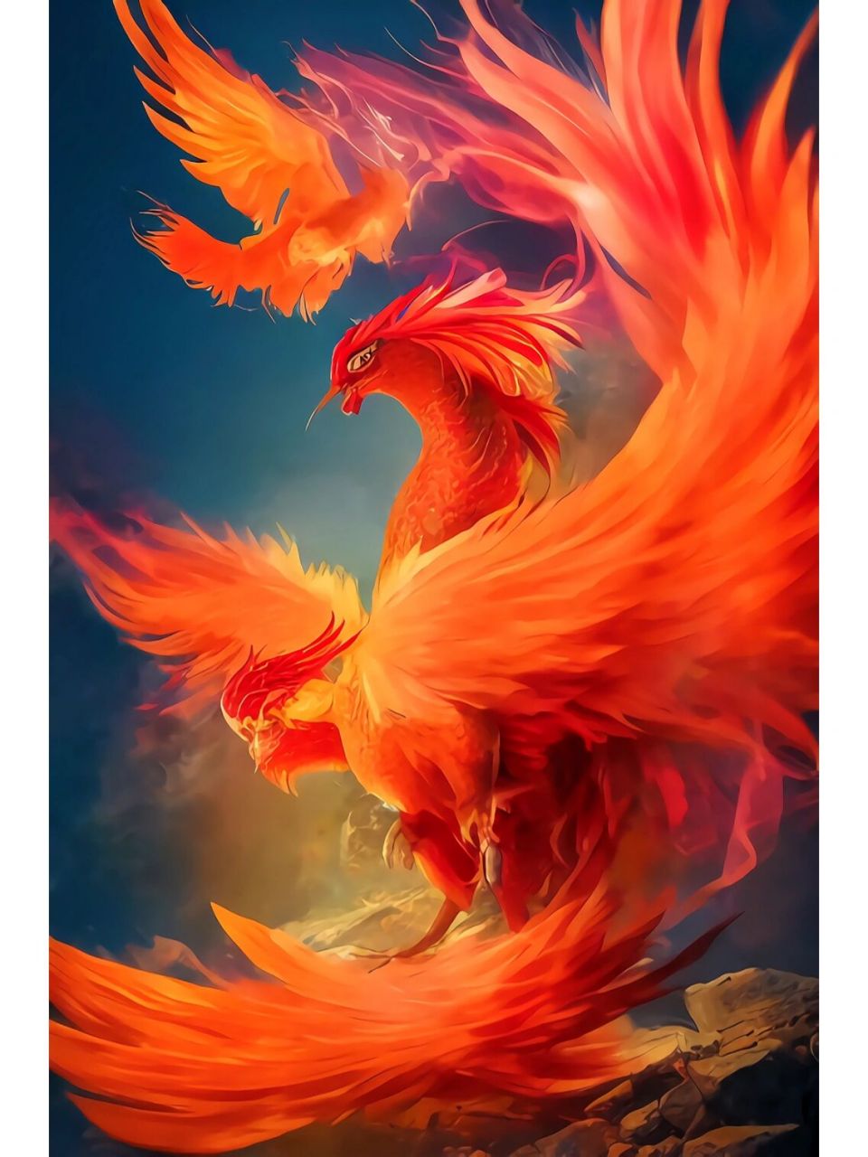 ai绘画/火凤凰 凤能给人们带来幸福和吉祥,自然也包含了爱情的幸福.