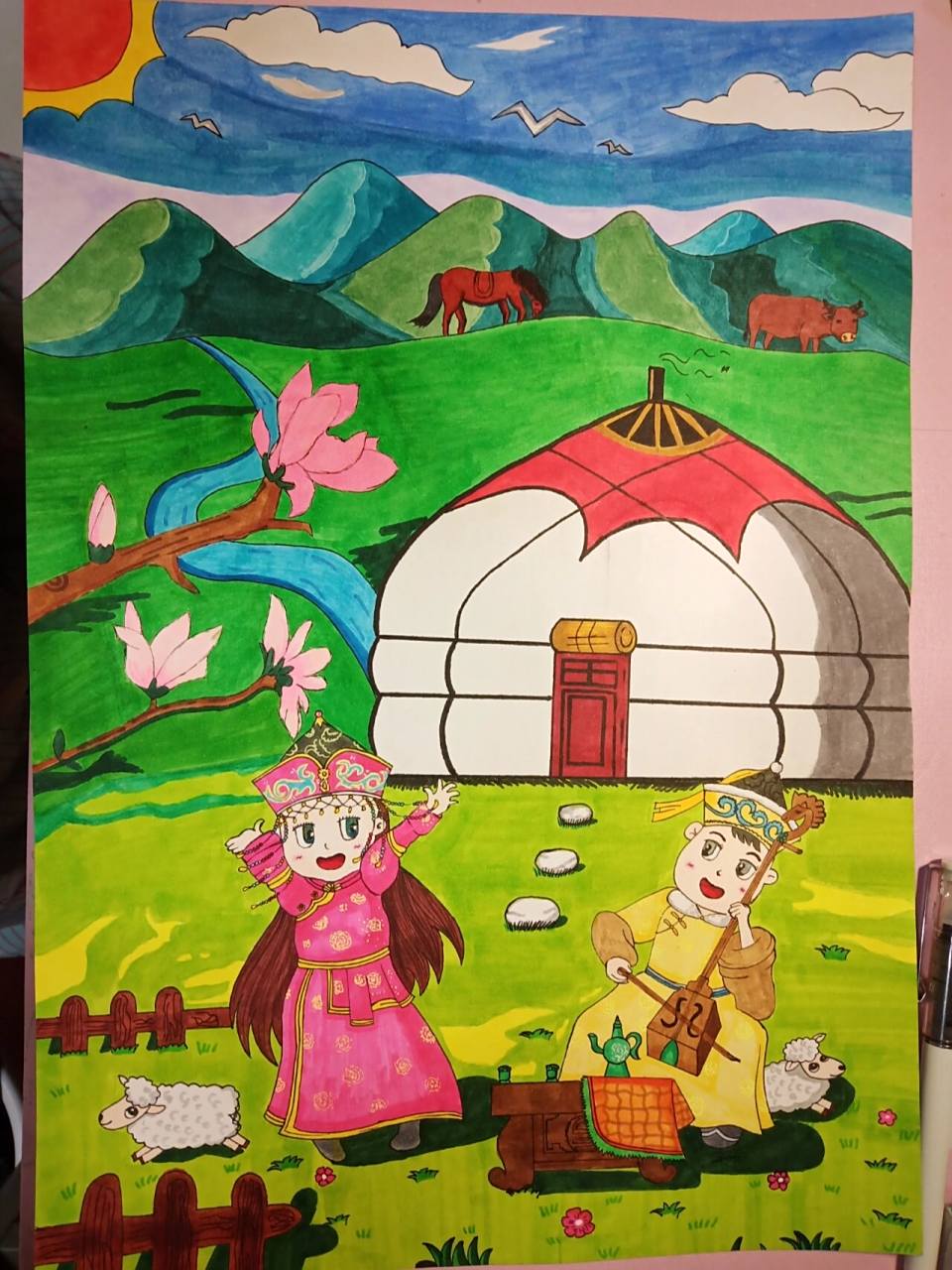 蒙古草原画临摹 蒙古草原画临摹