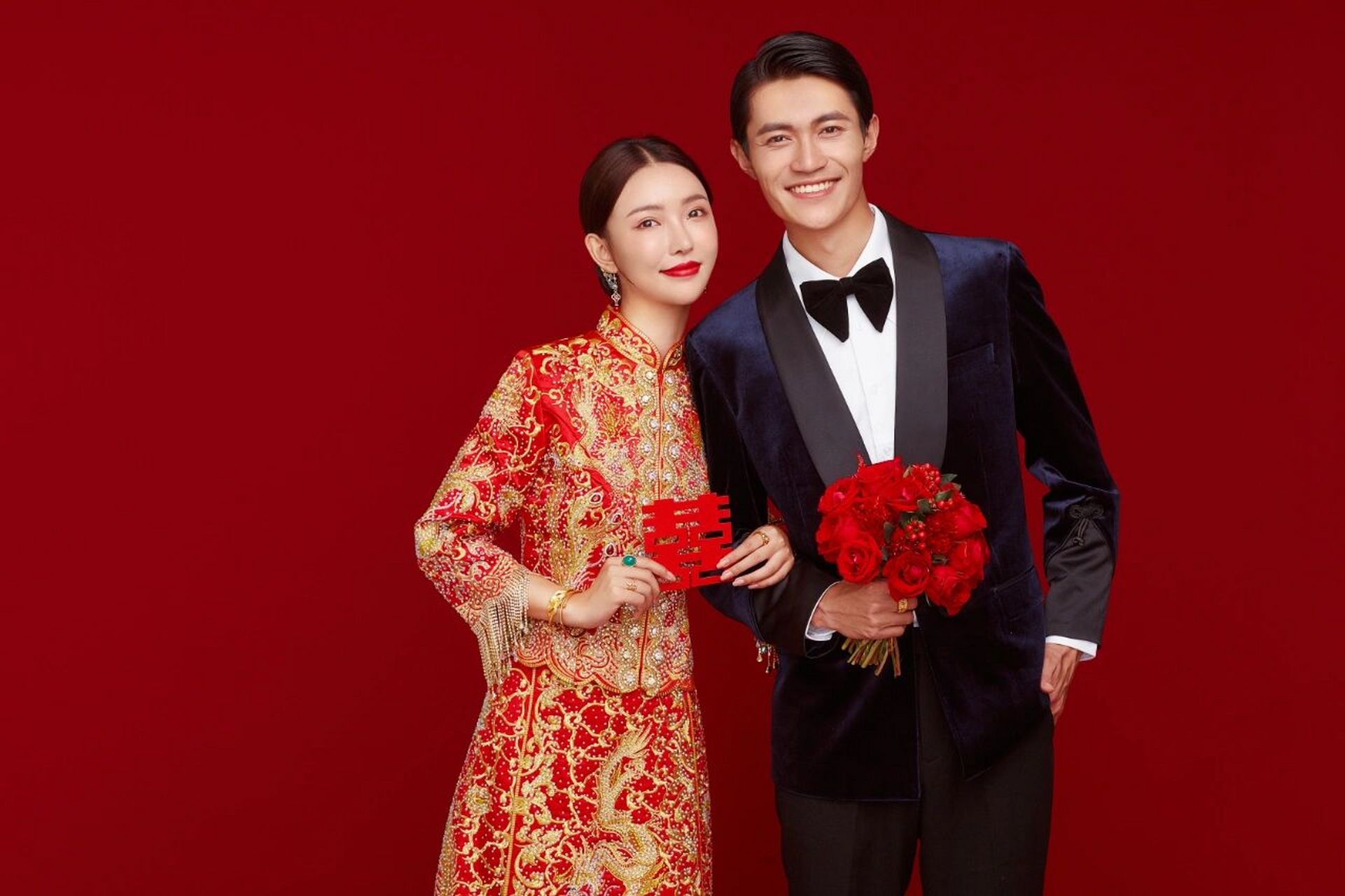 秀禾服和丝绒西装7815 每一张婚照都宛如古风画卷 氬氲淡雅的东方