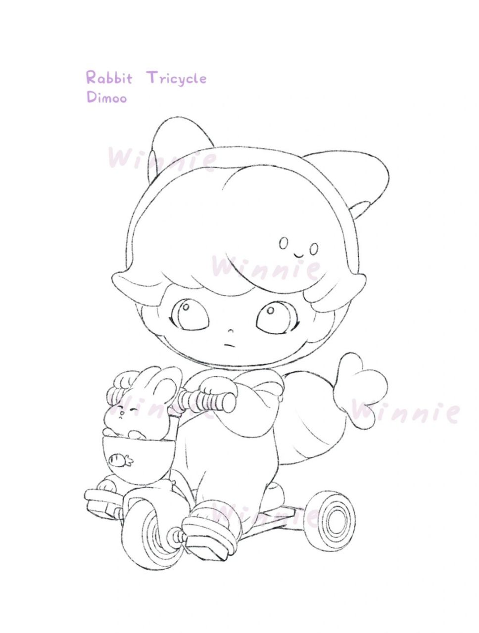 【手绘彩铅盲盒】dimoo兔兔溜溜车/附线稿 老规矩:完整绘画过程视频在