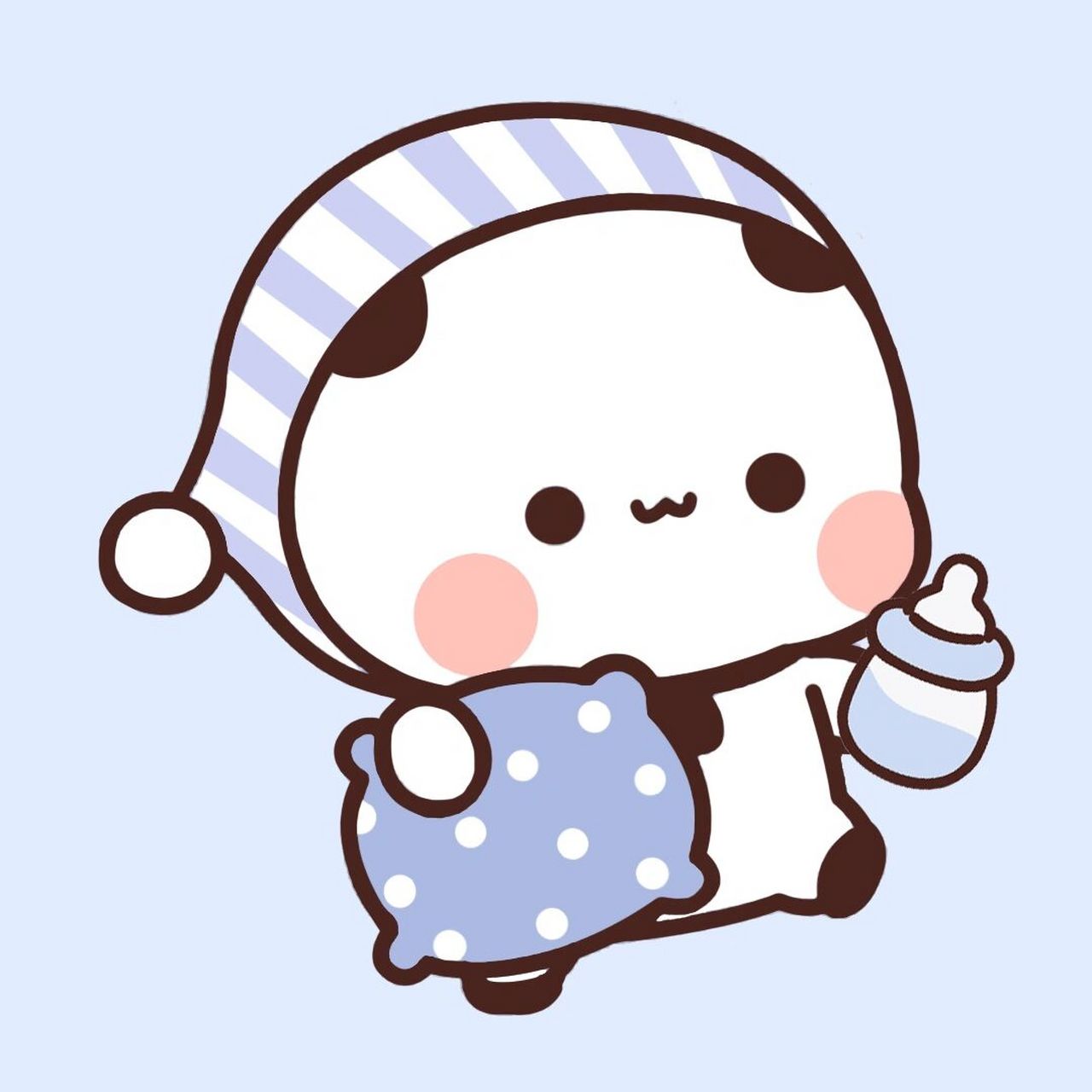 一二布布睡觉觉头像 我们可爱的一二布布小宝贝 抱着小枕头和小奶瓶回