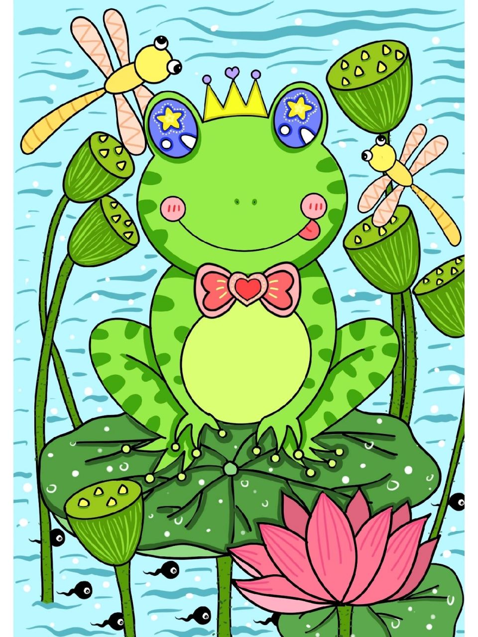 儿童画/《小青蛙》/儿童创意美术 画种:儿童画 年龄:4~6岁儿童 材料