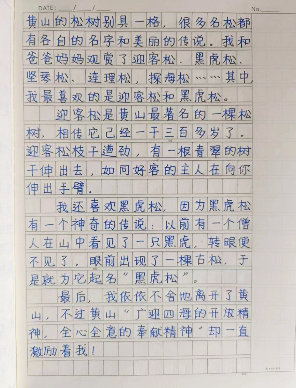 小学生暑假作游记作文《游黄山》