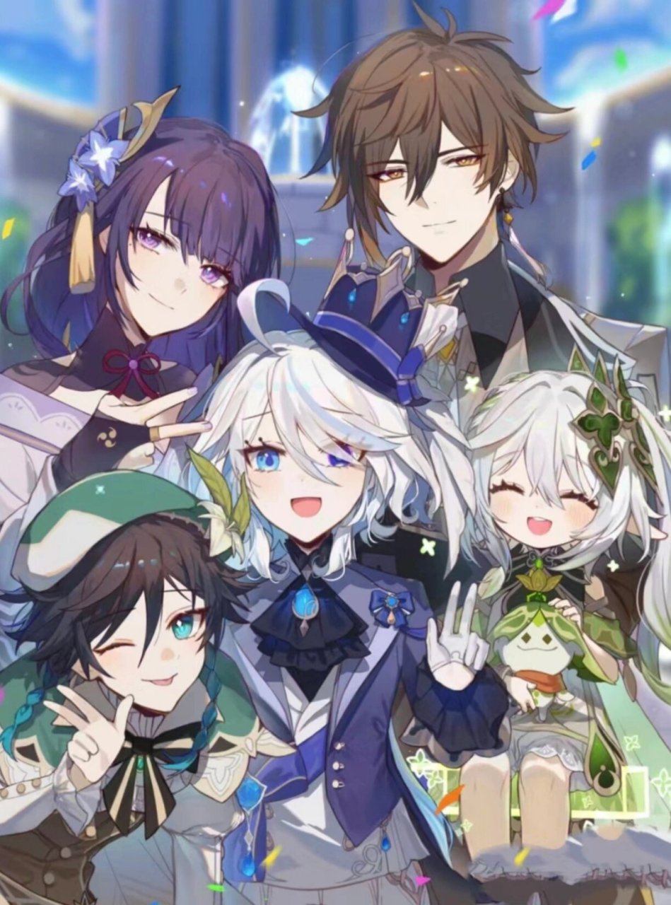 原神五神的合照,每一张作者都十分喜欢,都是我的青春啊!