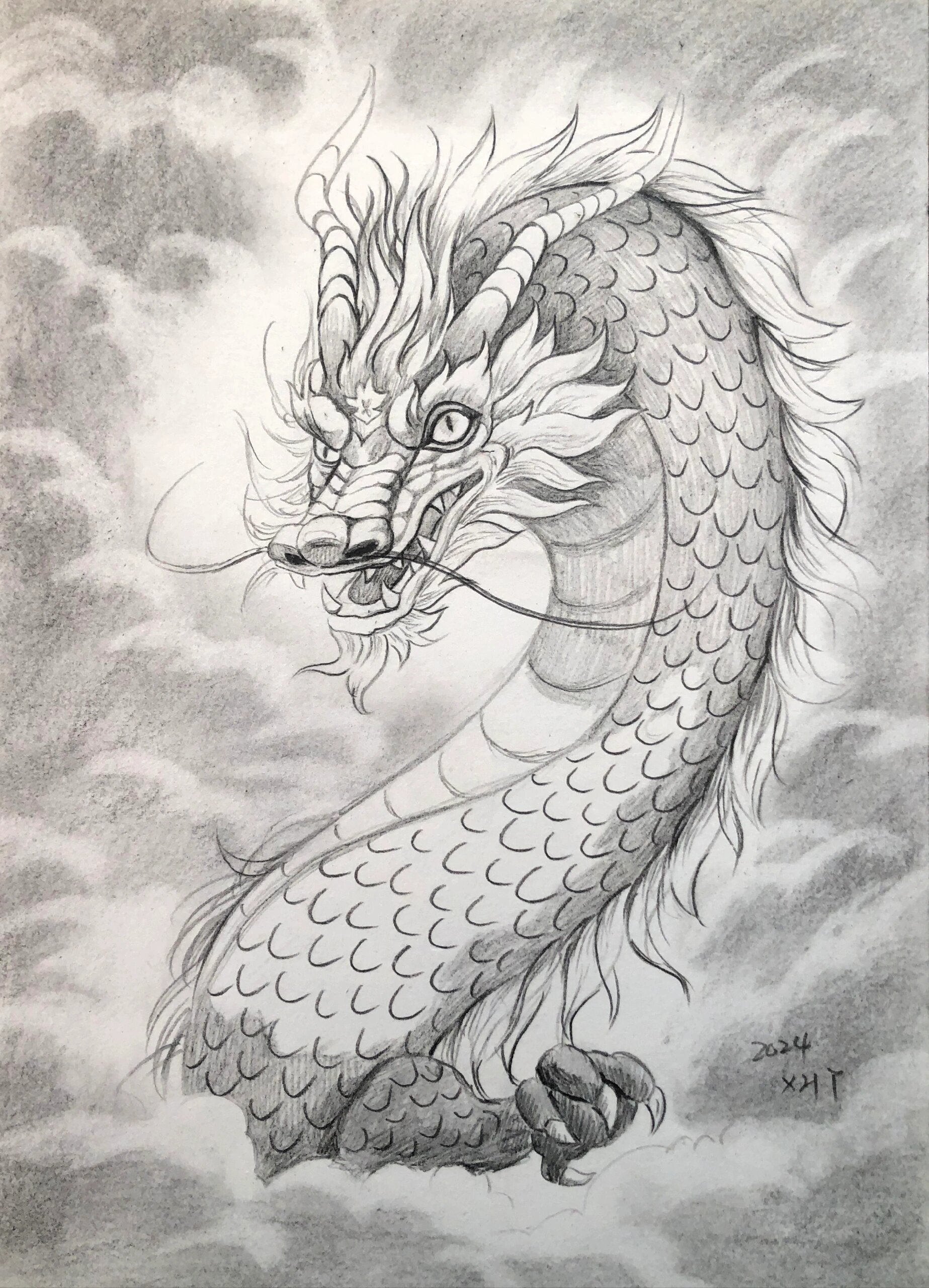 儿童创意素描《龙》龙年贺新春