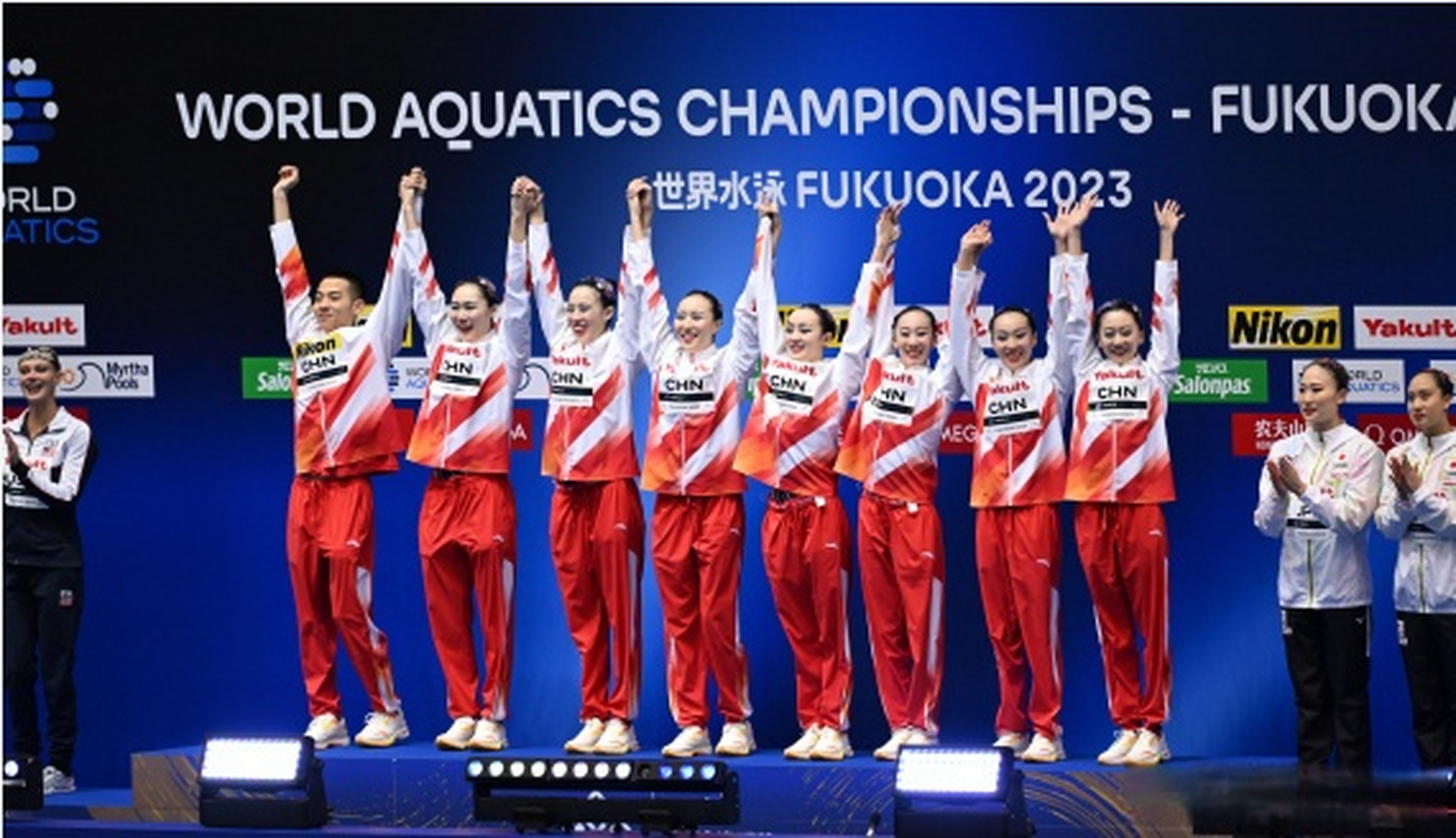 中国花样游泳队17日在世锦赛上夺得集体技巧自选项目金牌,这也是中国