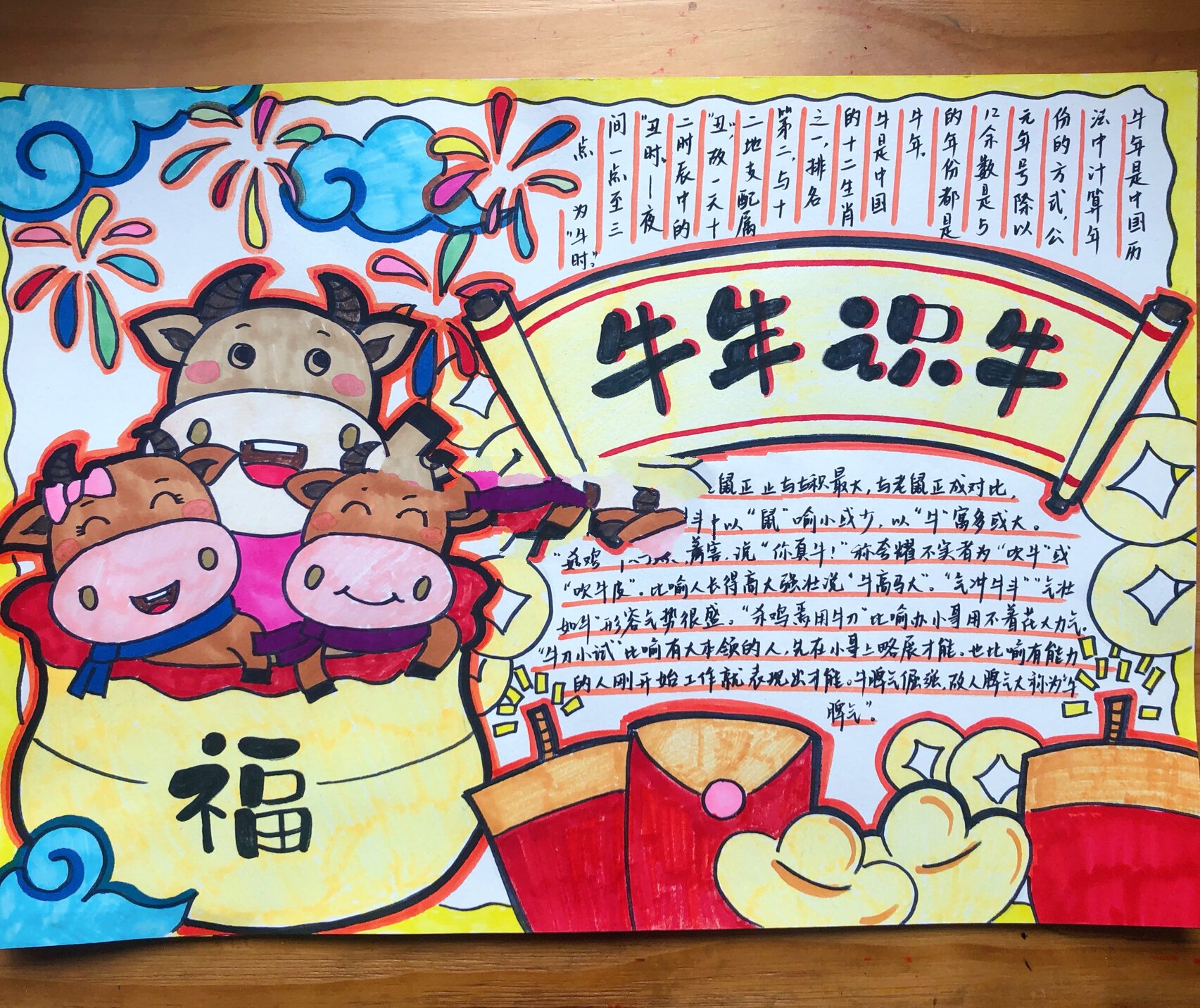 手绘 牛年识牛 手抄报合辑