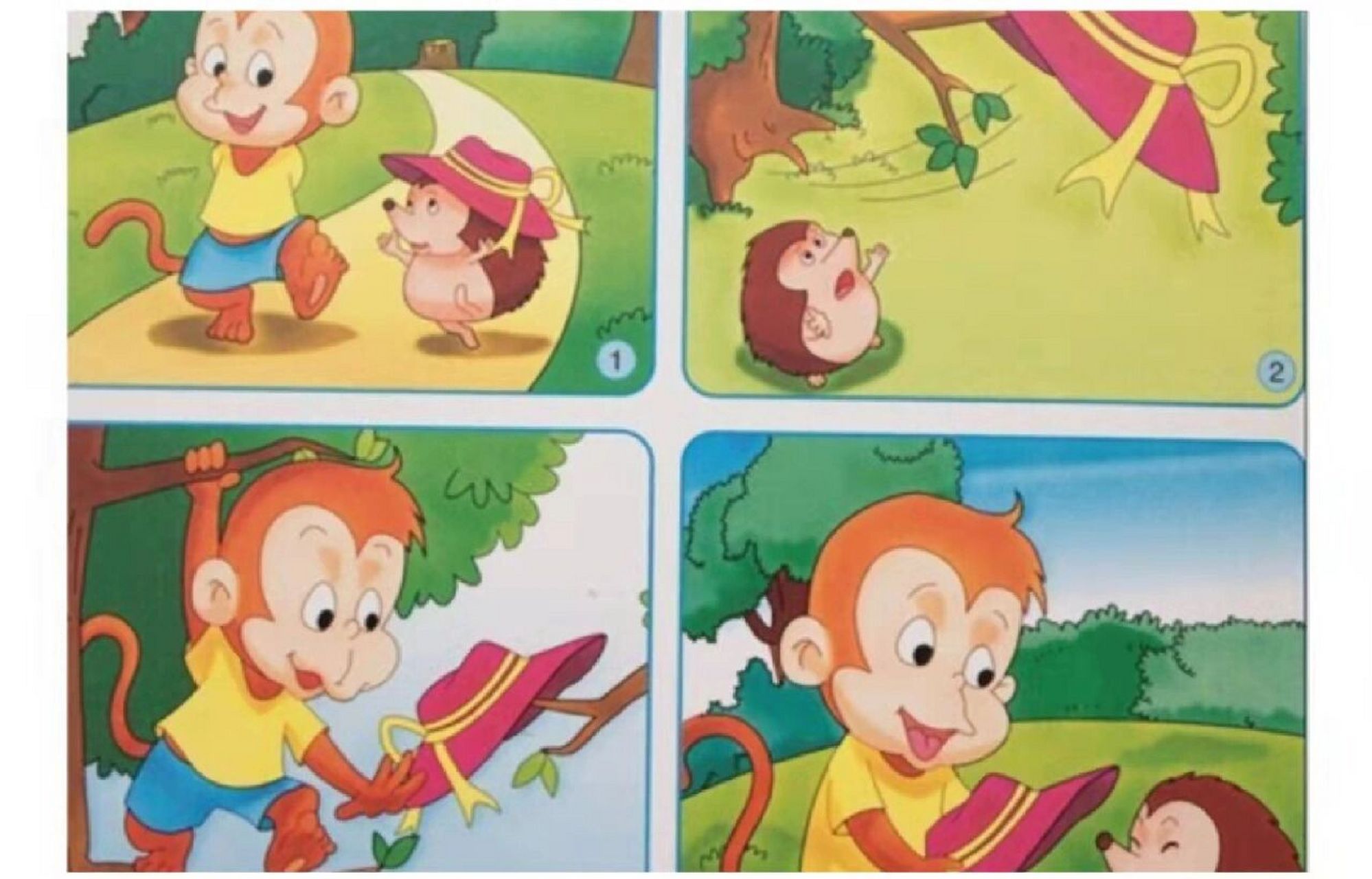 🌈一二年级看图写话《失而复得的帽子》 今天是星期日 ,天气晴朗,小