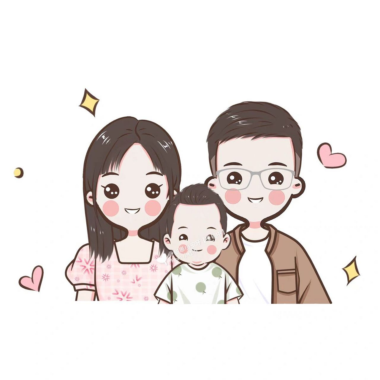 一家三口四口卡通亲子头像|简萌可爱风 以后多多更新,希望流量多多叭