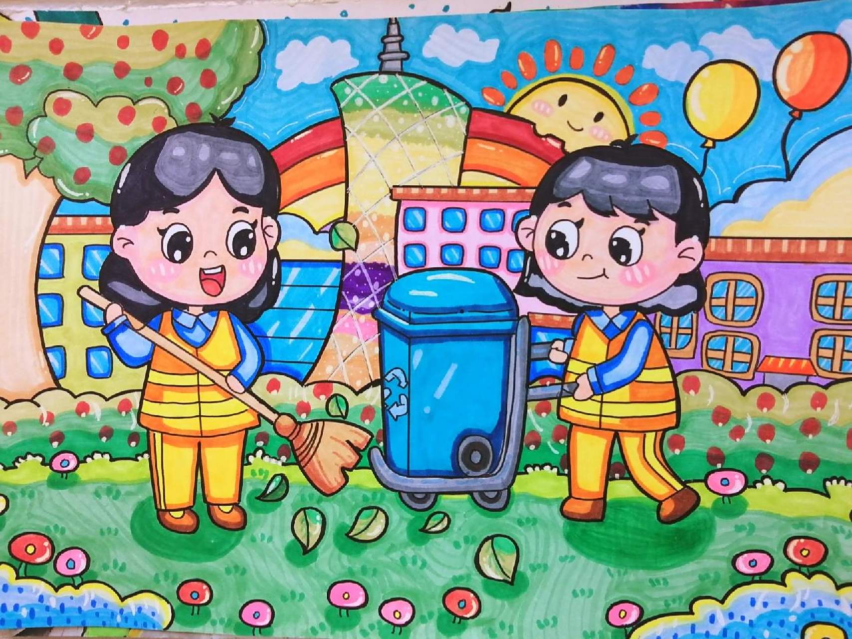 简笔画主题画 环卫工人 打扫卫生 简笔画主题画 环卫工人 打扫卫生