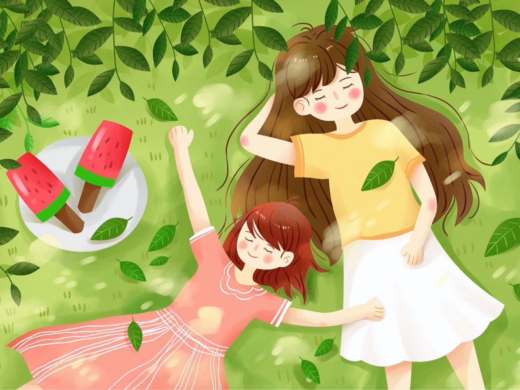 插画|唯美的暑假生活 朋友,夏天到了 天气虽然热 但是我愿送上夏日