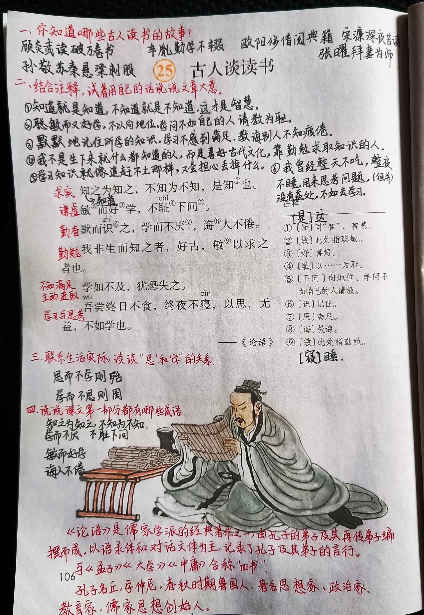 古人谈读书简笔画图片