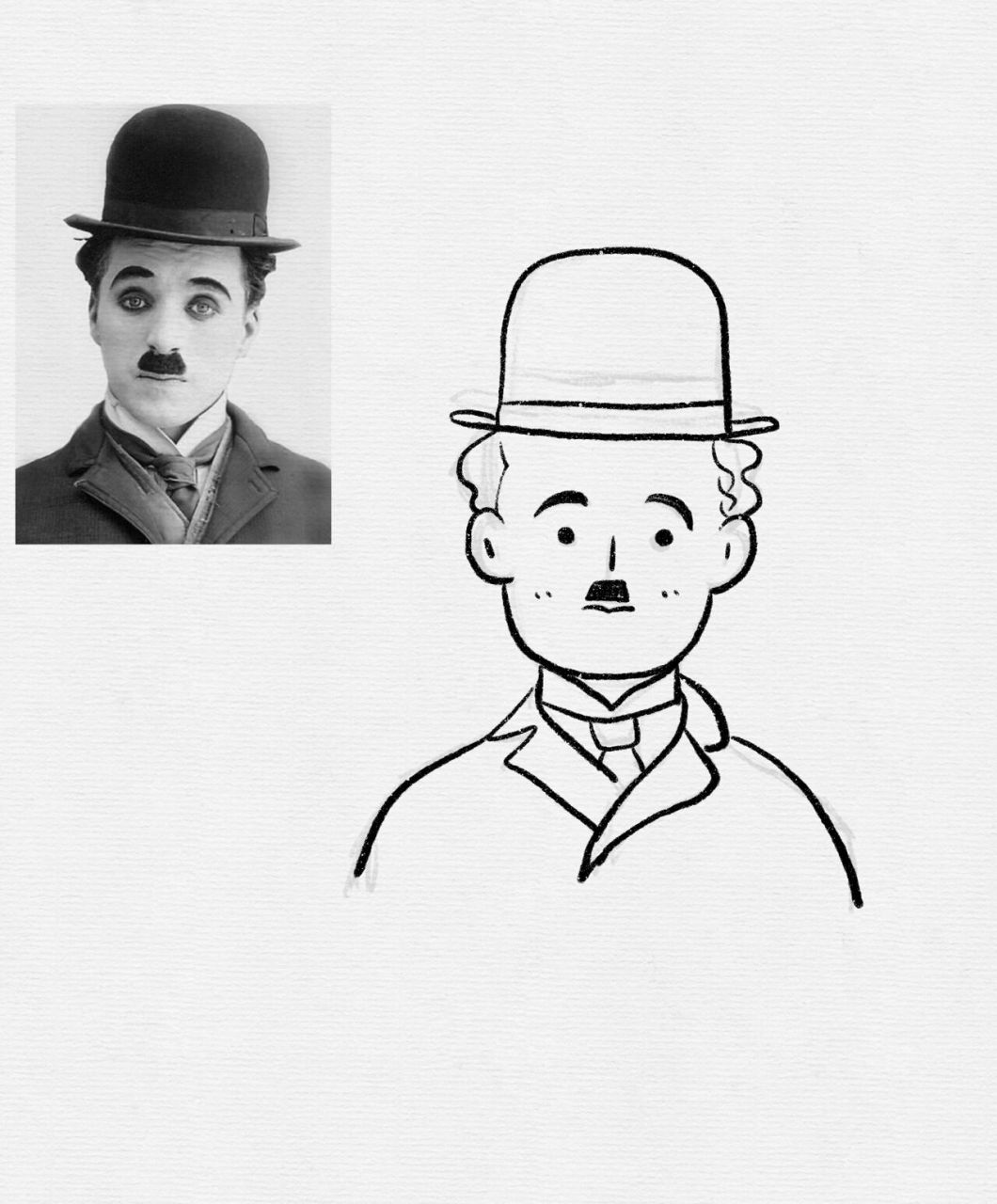 100天原创黑白极简人物头像day47卓别林 100天的教程总算回归啦.