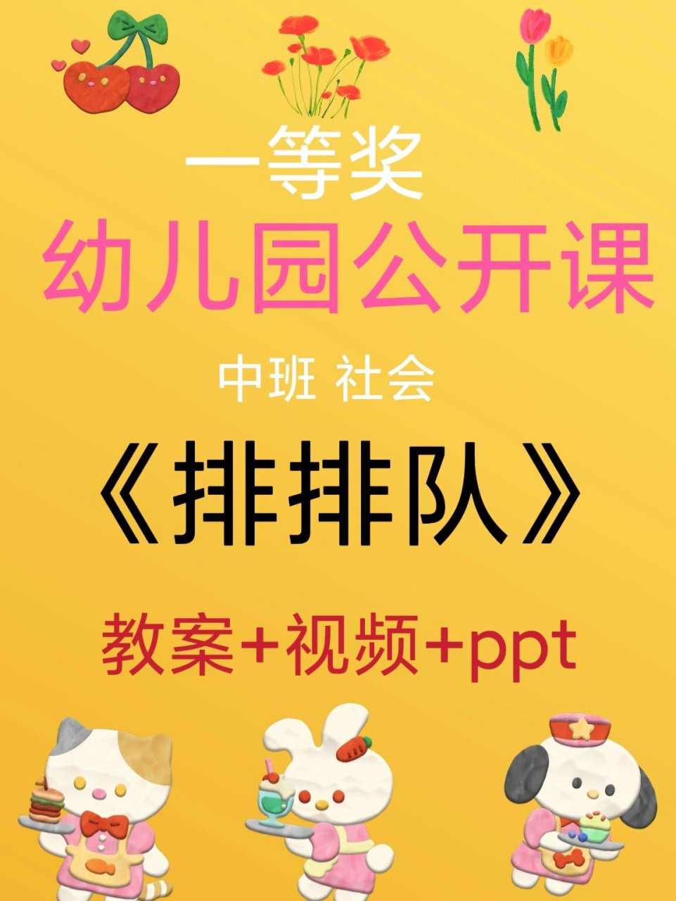 幼儿园公开课《排排对》 今天分享中班社会《排排队》,教案 视频 ppt