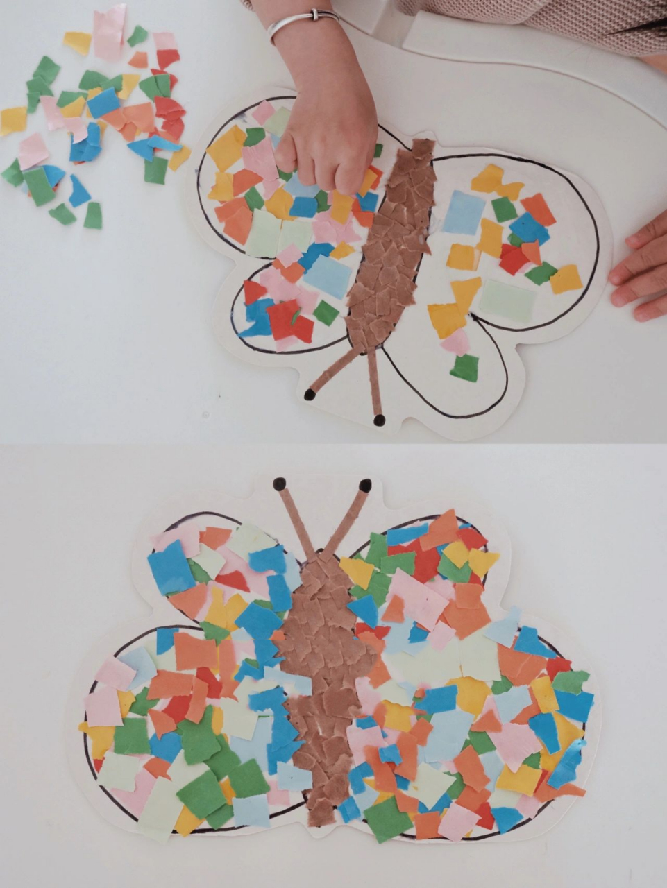 在家早教|创意 蝴蝶撕纸画|艺术创作启蒙 在家早教·今日课程安排78