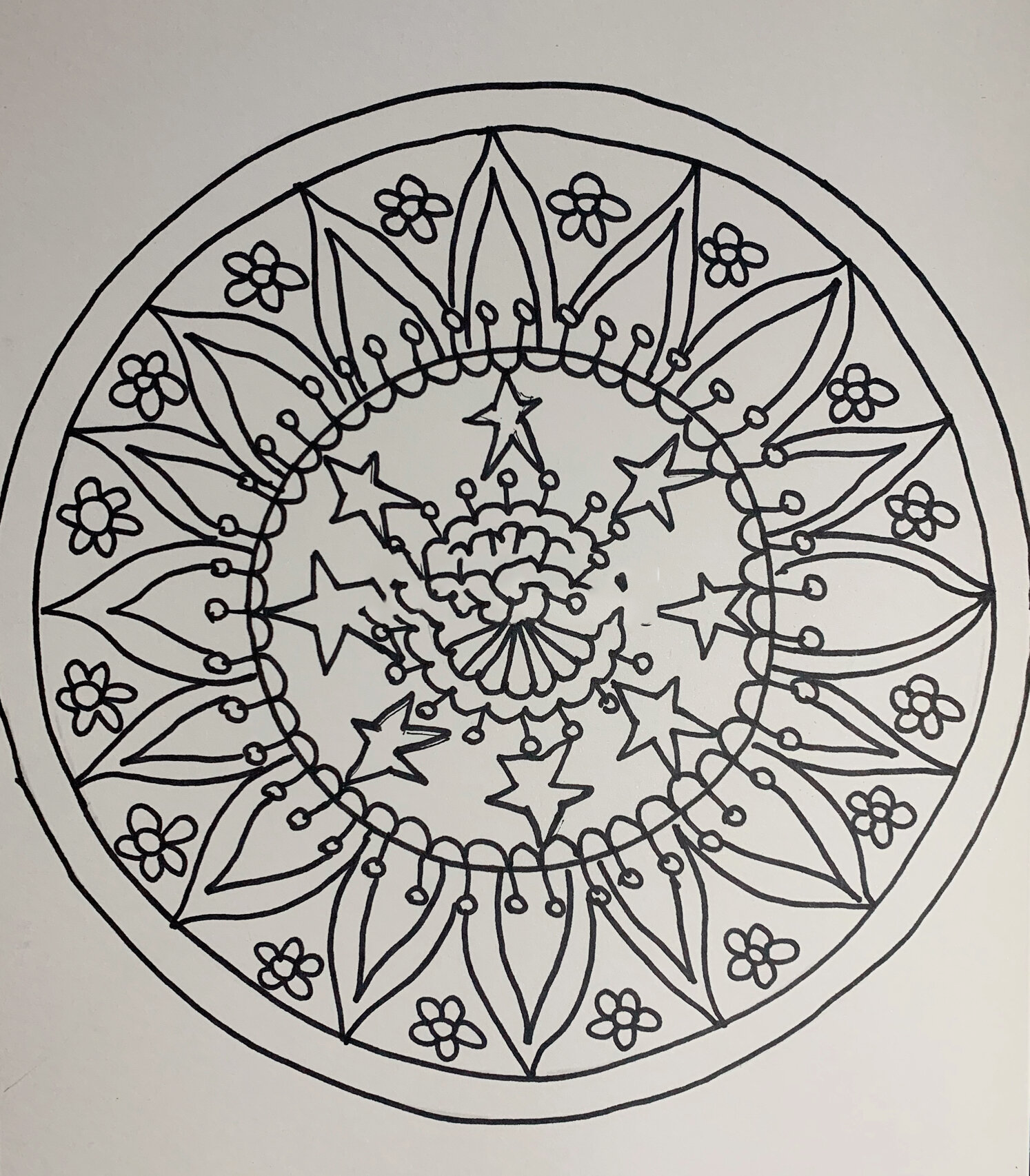 万花筒绘画#🎨团花设计#圆形对称花卉图案