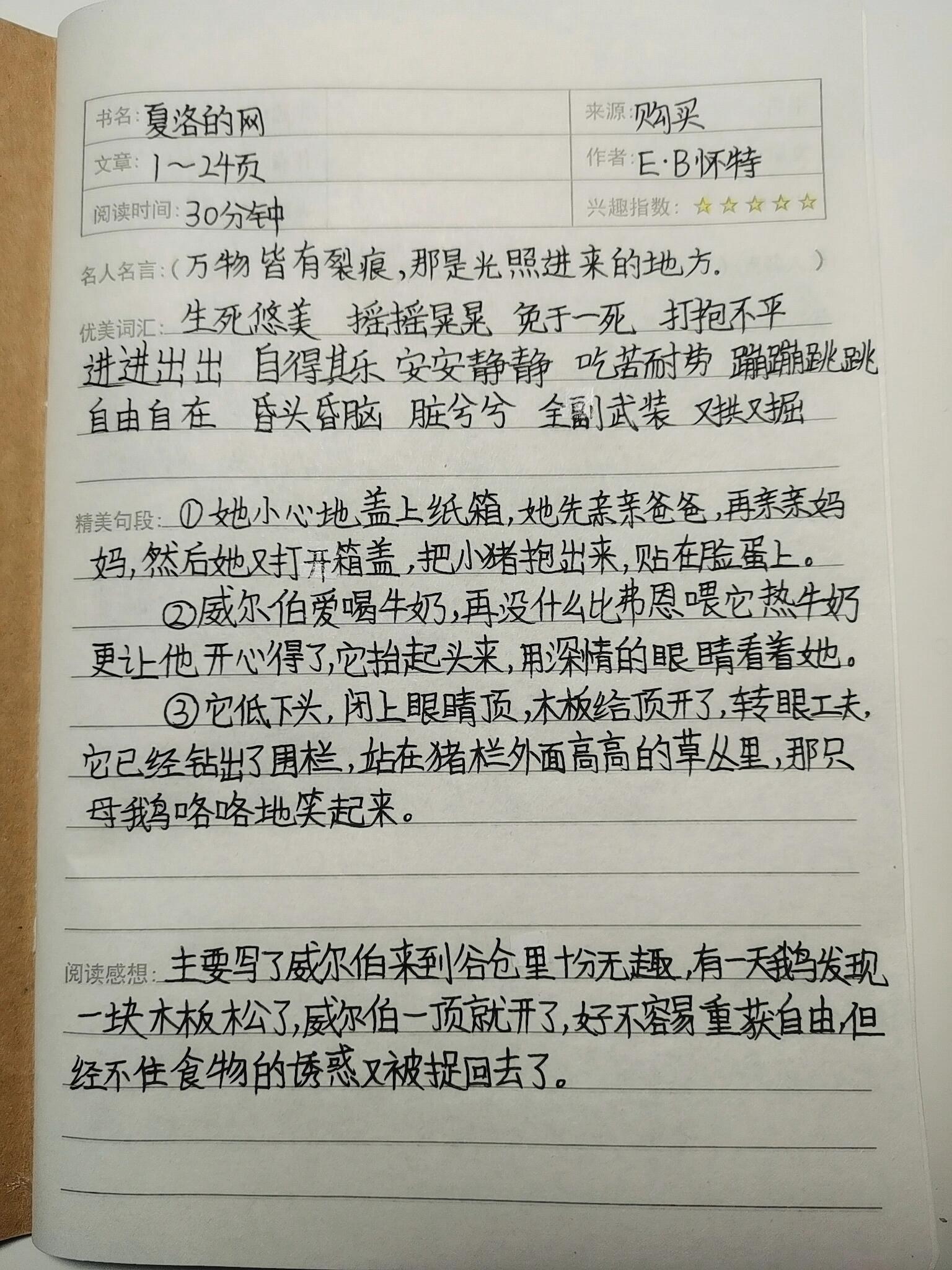 《夏洛的网》笔记摘抄