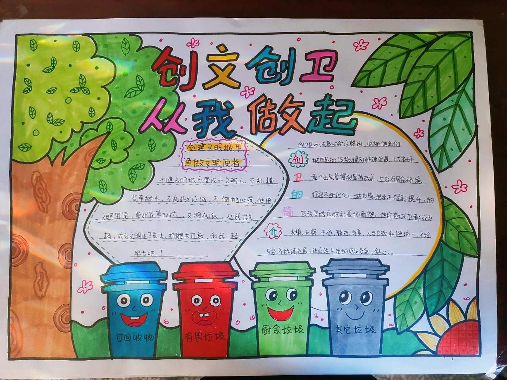 创文明城市手抄报  创文创卫手抄报 简笔画 手抄报临摹