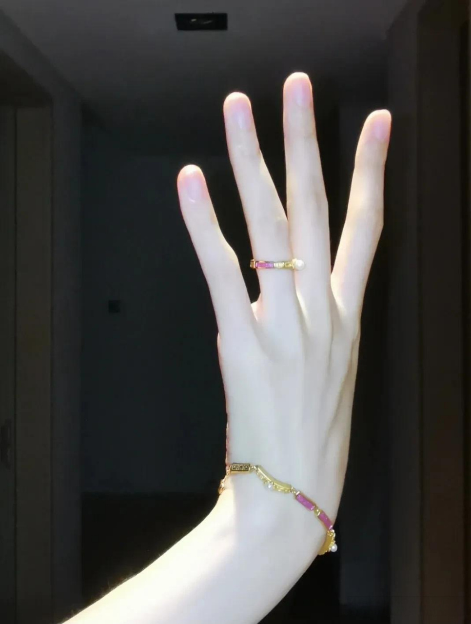 玉手桃花相映红纤纤细手 温柔的手 文艺手 女儿的手 纯欲风美甲.