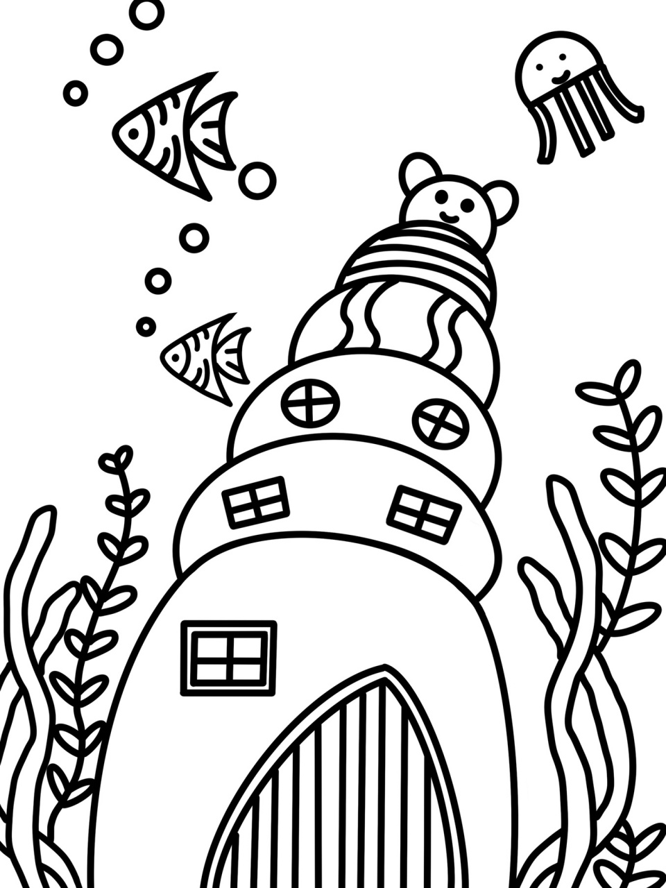 海螺城堡98 房子 创意画 儿童画 带线稿哦 适合4-6岁的小朋友哦