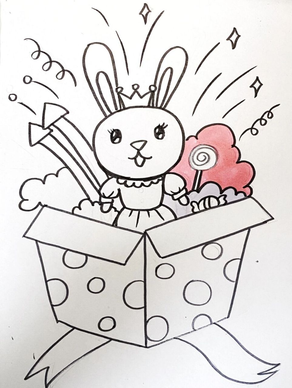 礼物盒儿童画 #儿童画# #创意儿童画# #礼物盒##放射线