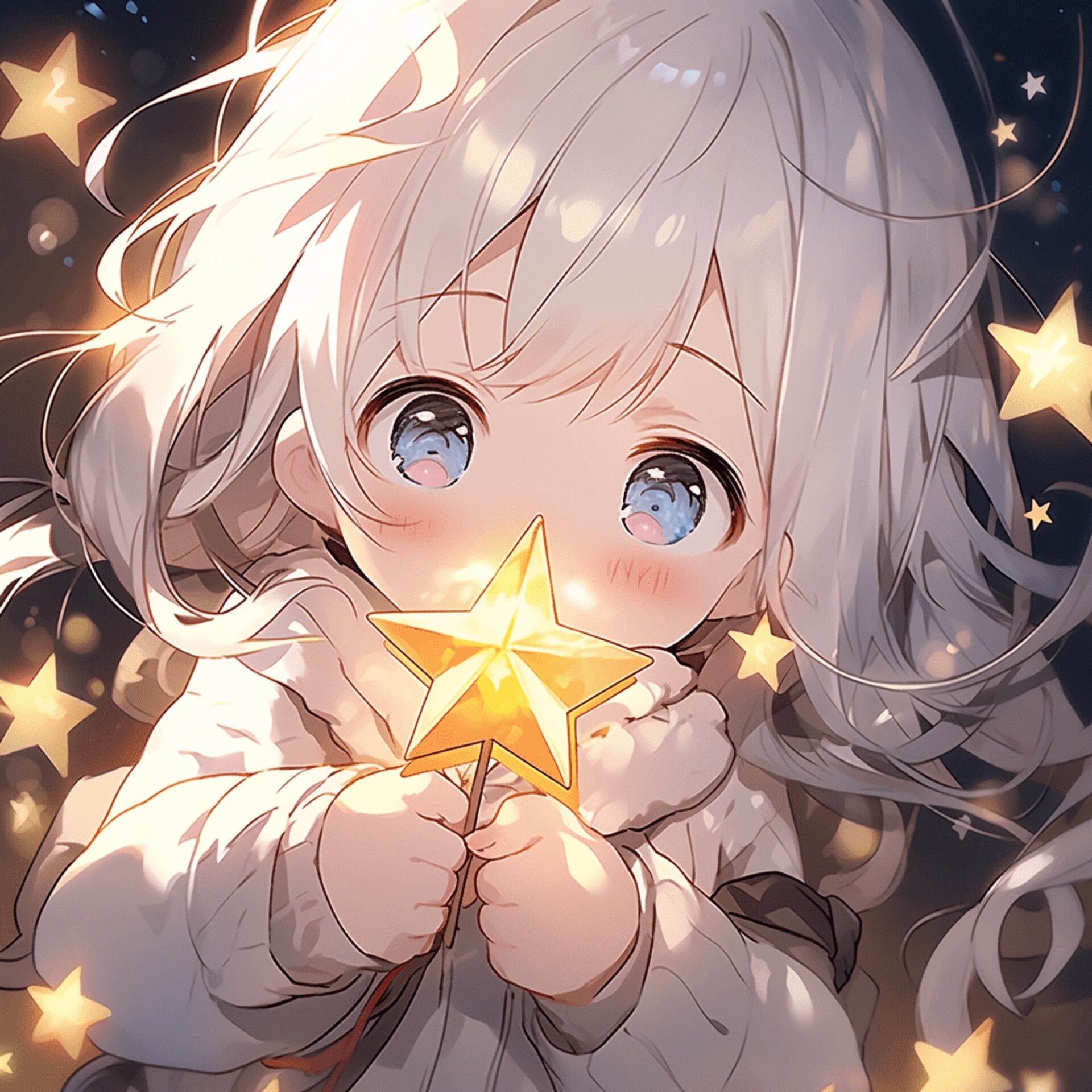 对着星星许愿的小女孩头像