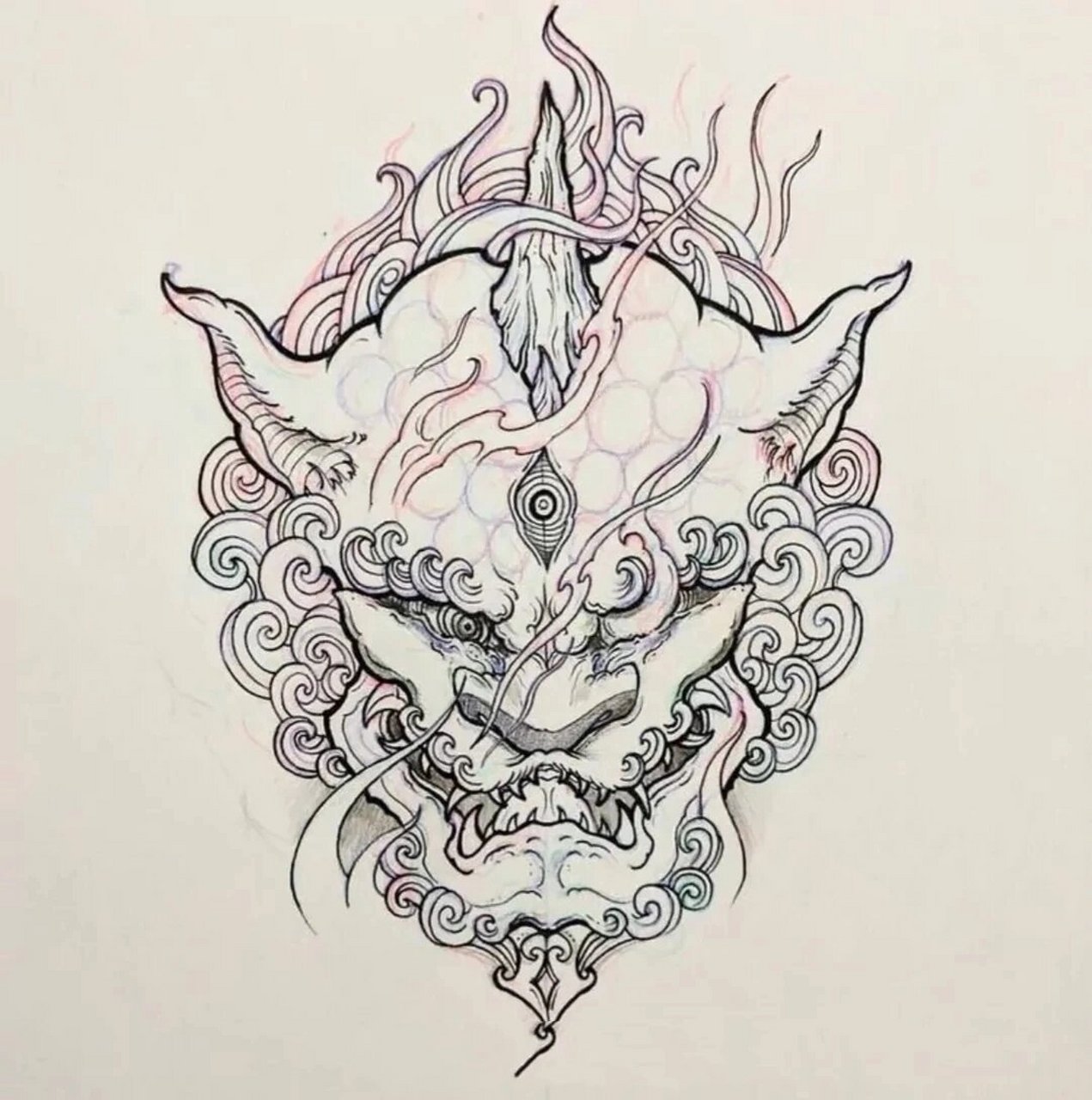 一波唐狮组合纹身手稿 唐狮