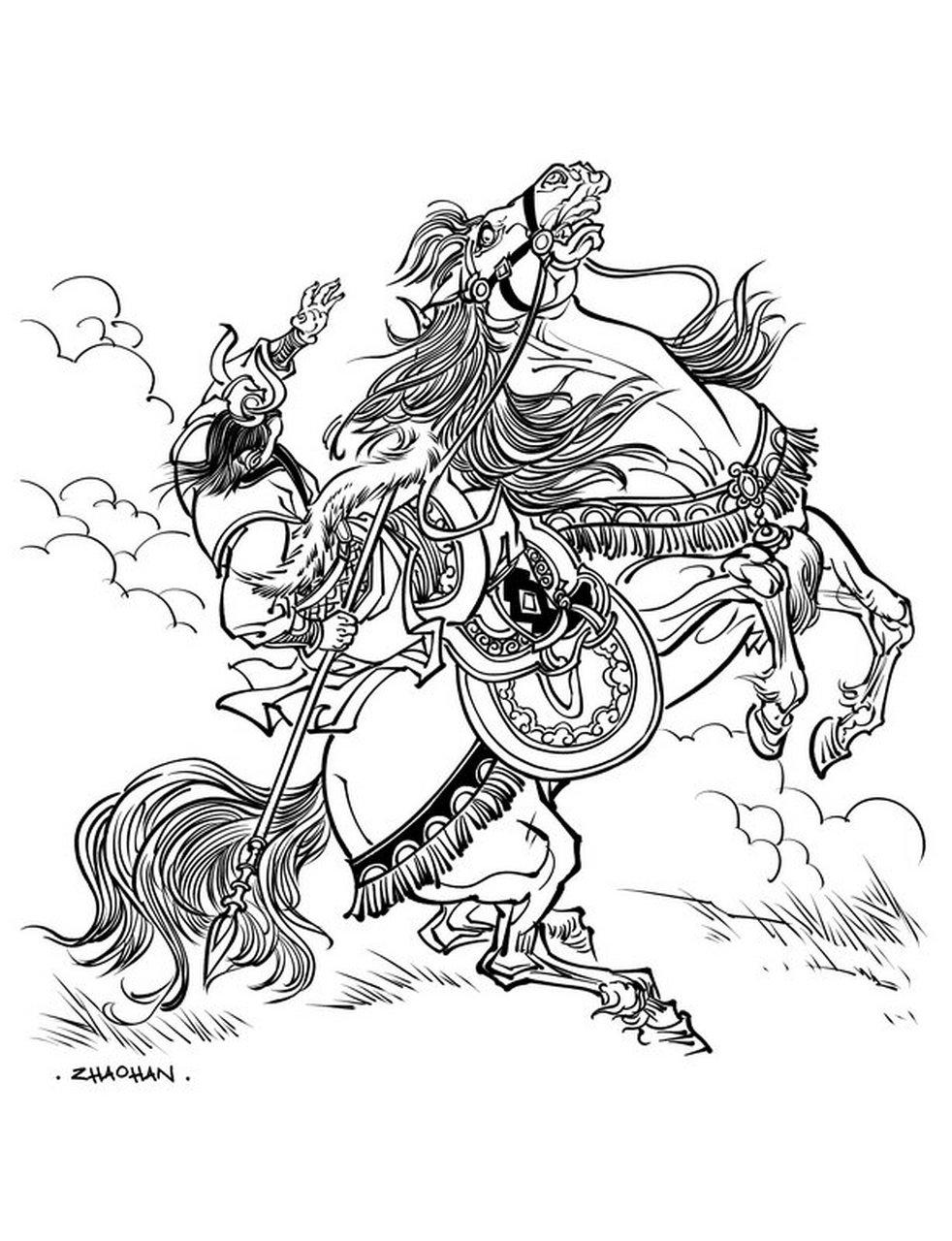 古代将领 传统白描 线描人物