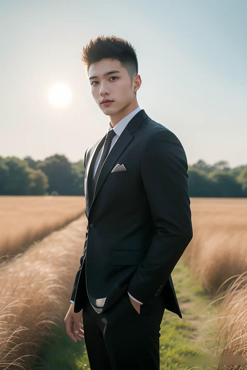 西装革履,英俊潇洒.