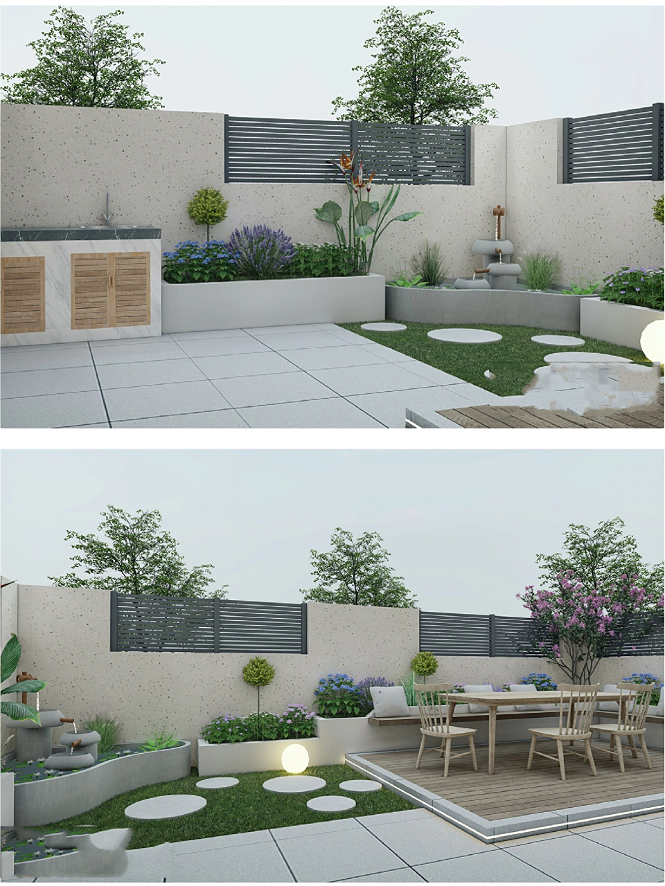 40平现代田园庭院设计案例分享 设计风格:现代 田园 设计面积:42平