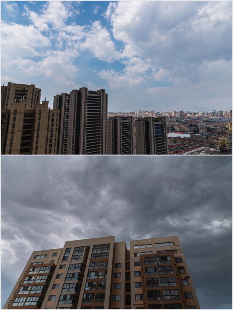 在动物园拍照,突然狂风大作,悬球状云出现在天空,好歹在雨下来之前逃